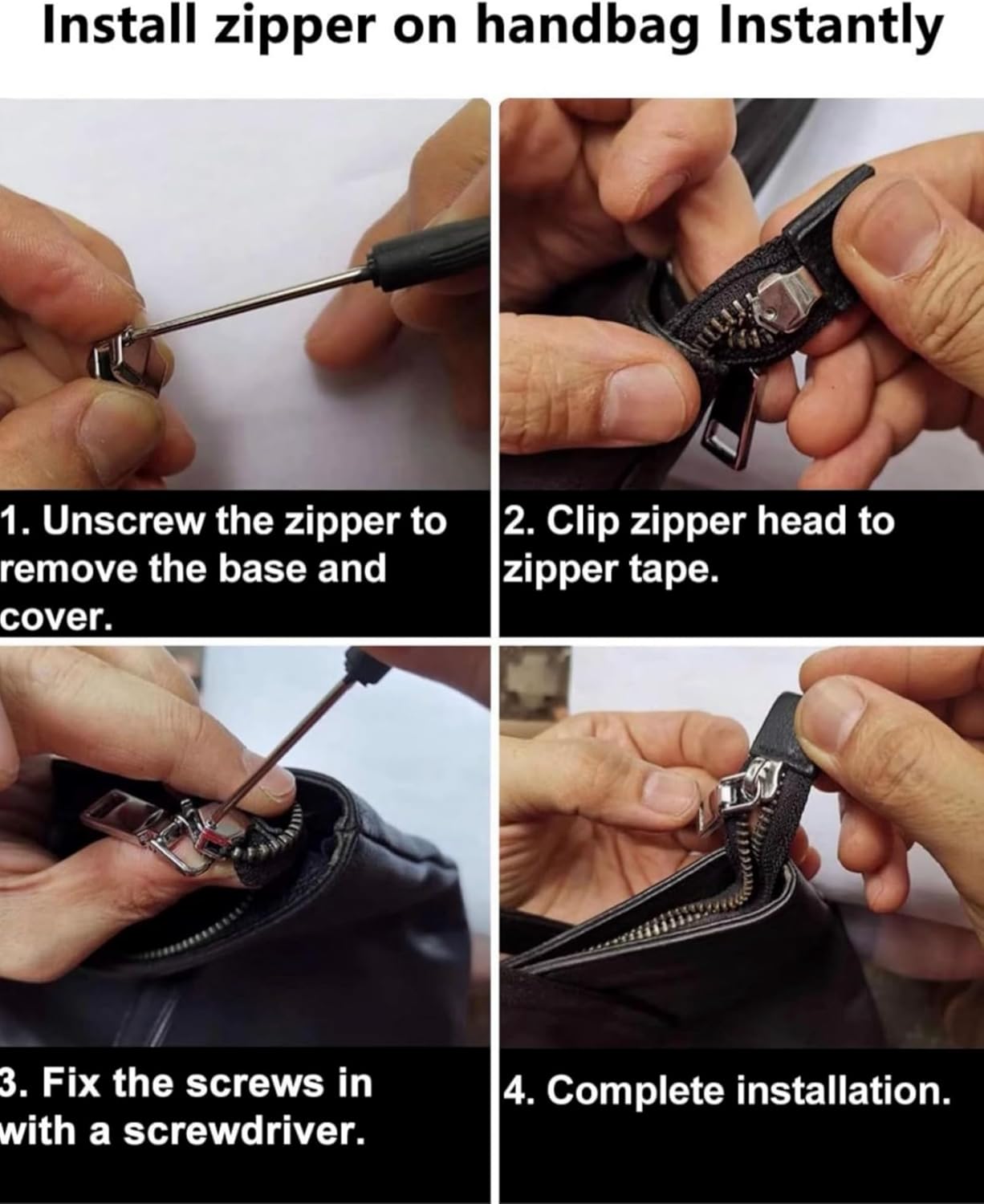 AKTIOIN Metal Zipper Repair Kit for Jackets, Luggage, Bags, Backpack, No Sewing Required Detachable Zip Heads Zipper Pull Replacement (Golden, #5)