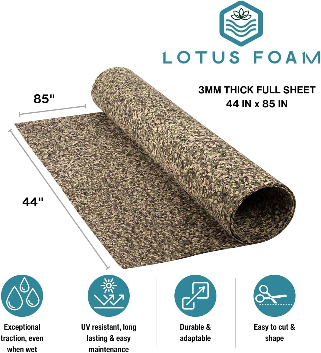 LotusFoam Large 3mm EVA Foam Sheet - 44"x 85" High Density Foam 130 kg/m3 for Cosplay, Costumes, Crafts, Flooring, Outdoor Use - 35 Colors (Army Camo) - Army Camo