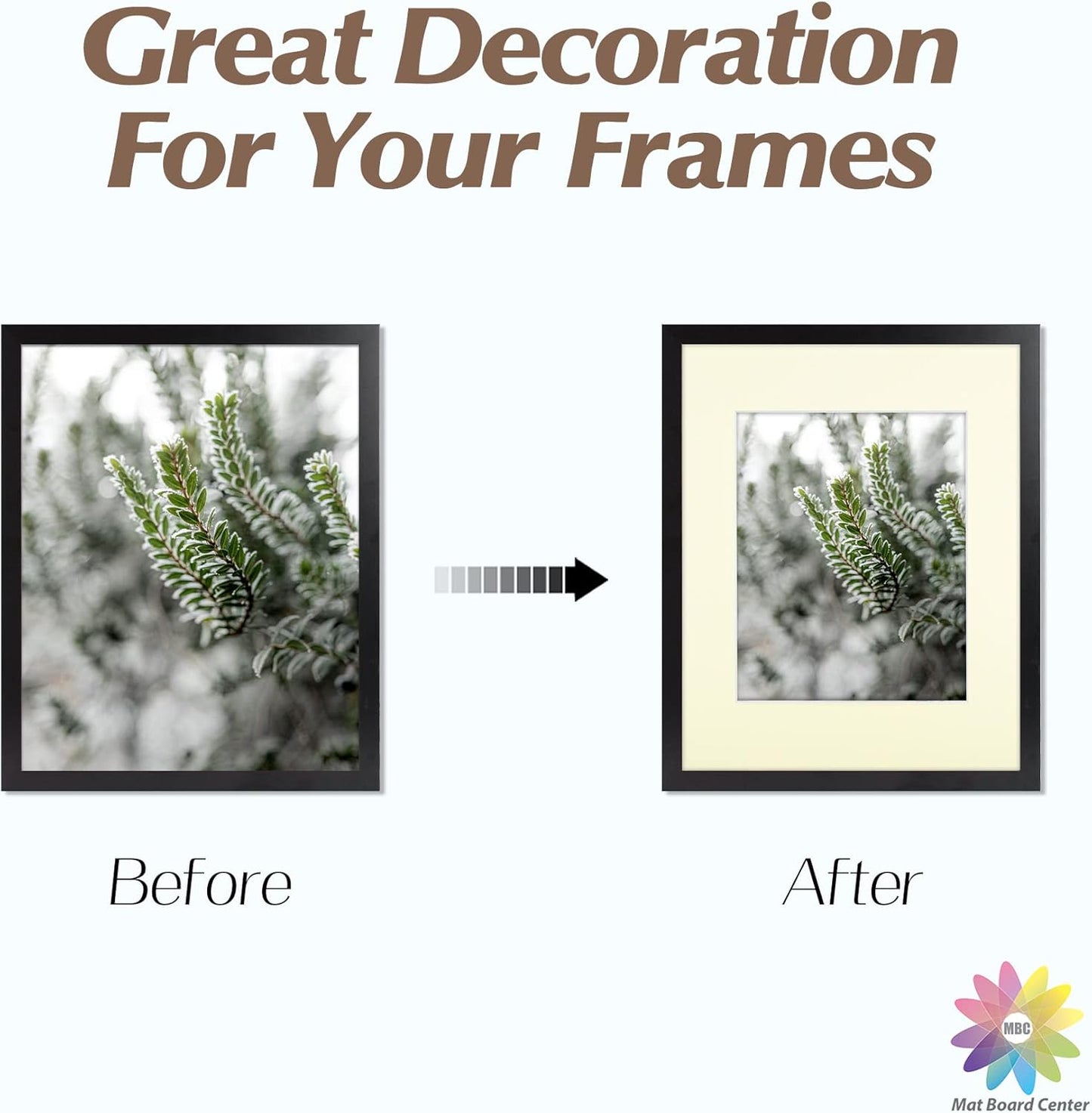 Mat Board Center, Pack of 10, 11x14 for 8x10 Ivory Color Mats - Bevel Cut, Acid Free, 4-ply Thickness, White Core - for Pictures, Photos, Framing