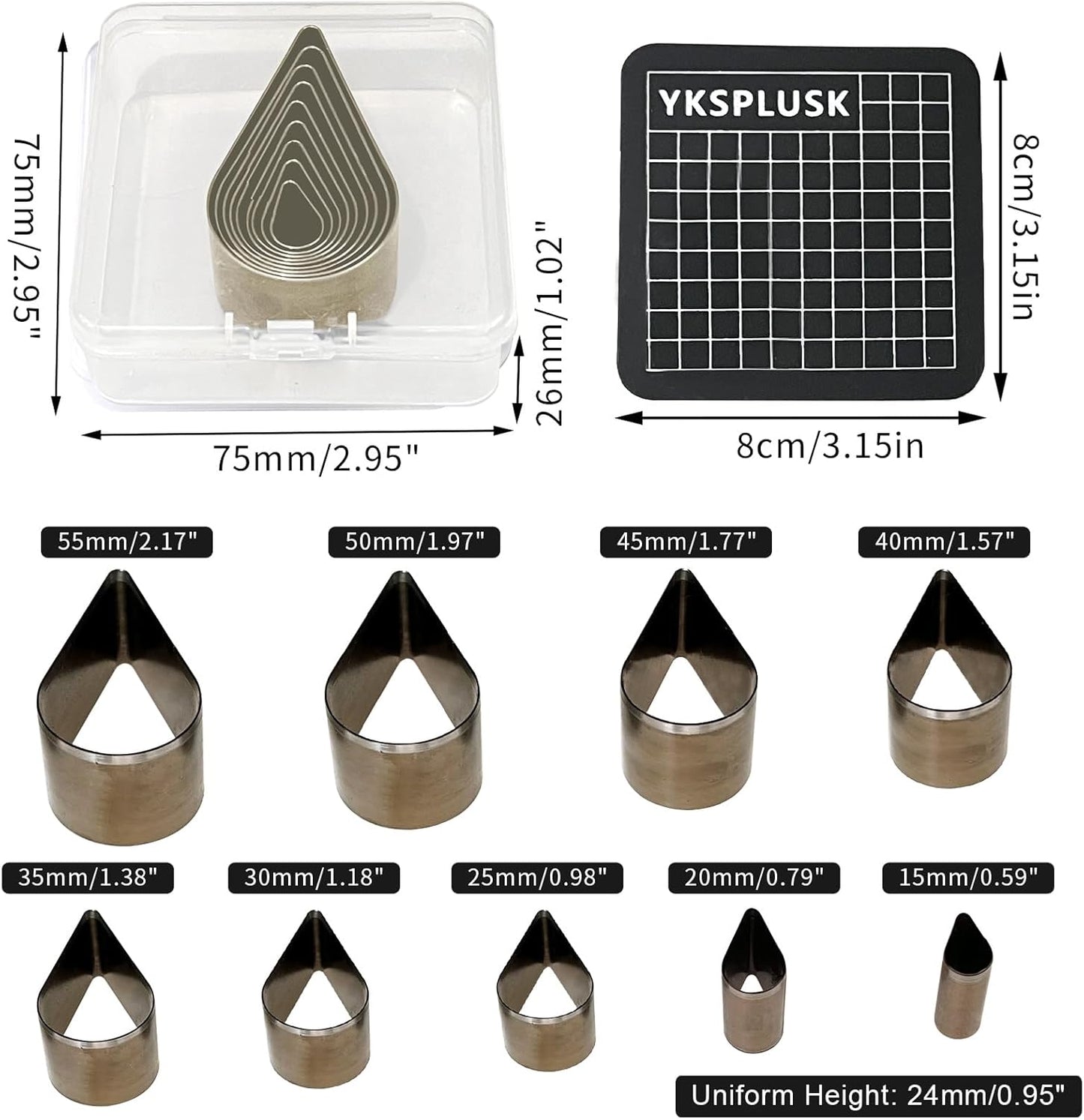 9 Pcs Leather Hole Cutter Set, 9 Sizes Teardrop Shaped Cutting Dies Tool, Cutting Mold Punching Die Set for DIY Craft, Leather Cutter Hollow Punching with Box
