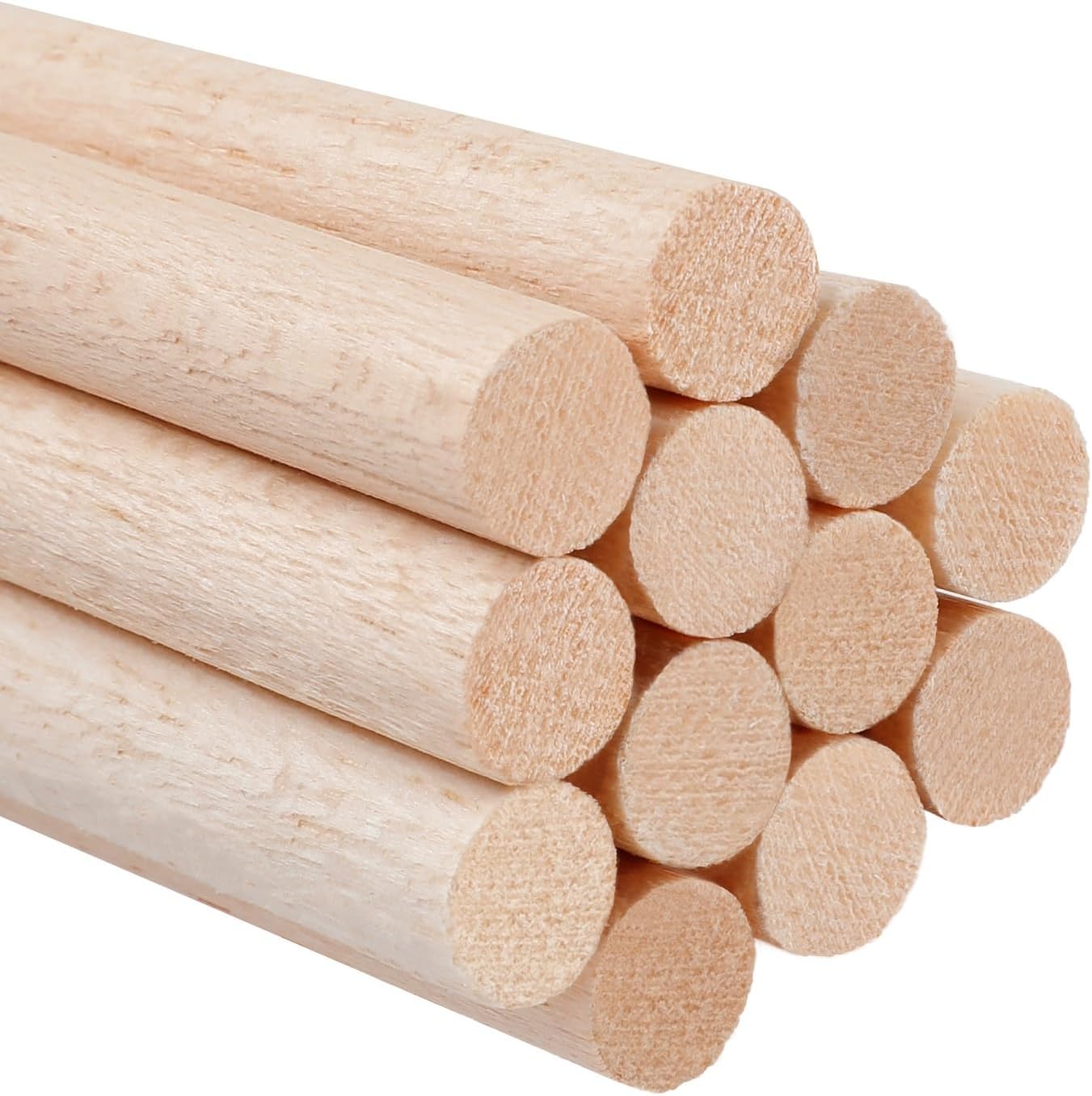 1/2 x 12 Inch Round Wood Dowel Rods Wood Sticks Wooden Dowel Rods Unfinished Wood Balsa Wood Sticks for Crafts and DIY Projects, 12 PCS