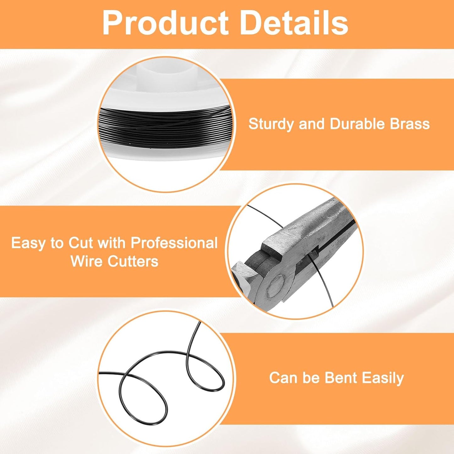 HARFINGTON 20ft Jewelry Wire, 24 Gauge (0.5mm) Brass Craft Soft Metal Tarnish Resistant Copper Beading Wire for Jewelry Making Supplies Crafting, Black