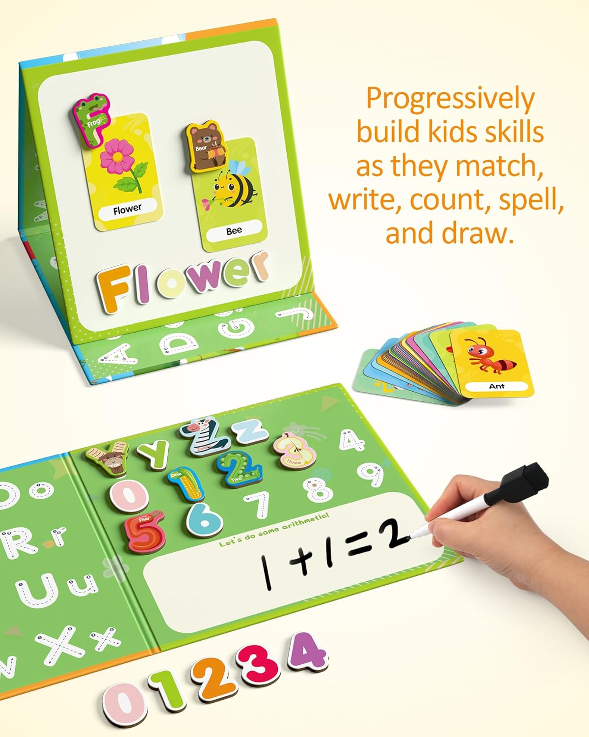 Coogam Magnetic Letters and Numbers, 36 Animal & Fruit Fridge Magnets, Uppercase Lowercase Alphabet Number Matching Game, Educational Spelling Learning Flashcards Toy Gift for 3 4 5 Years Old Kids