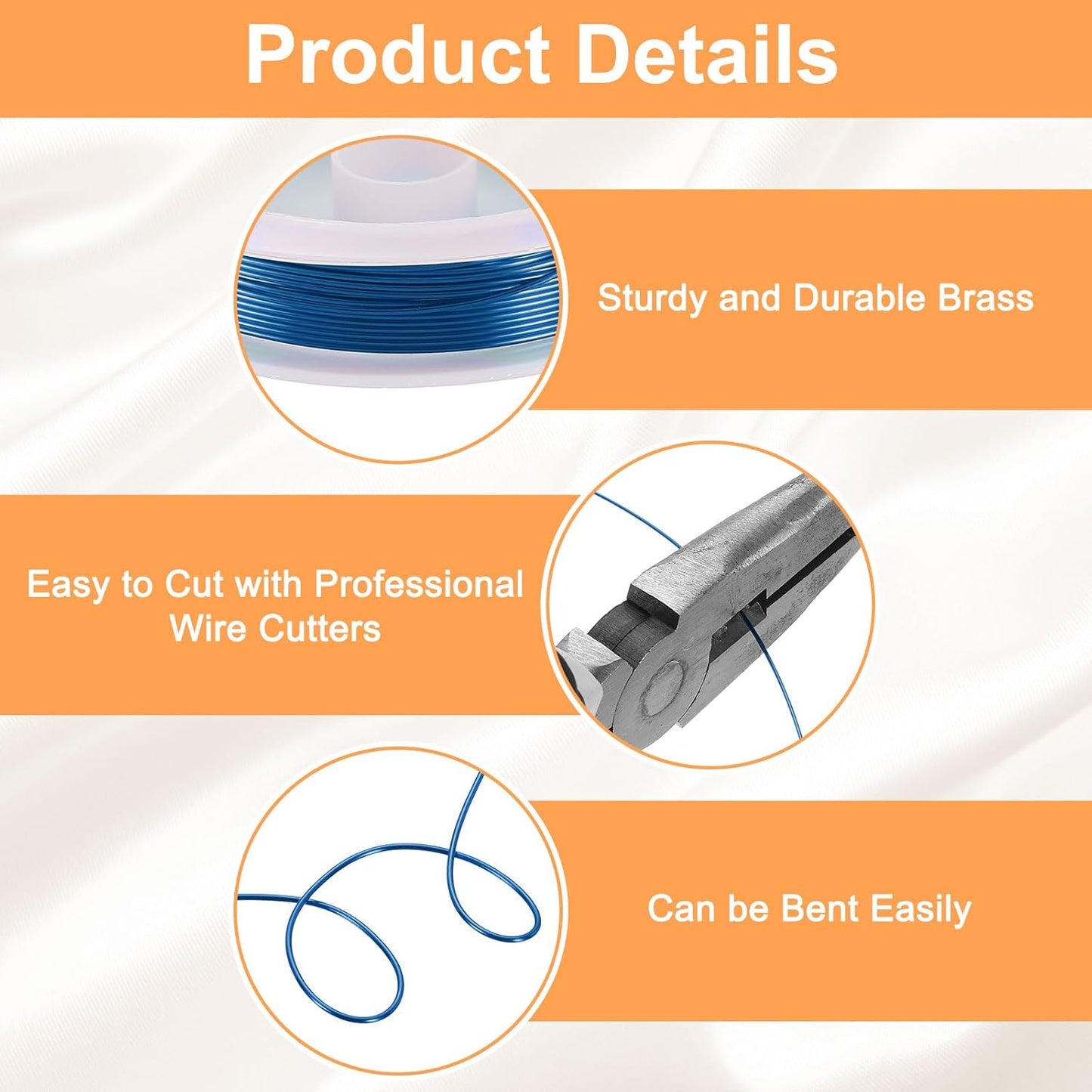 HARFINGTON 13ft Jewelry Wire, 22 Gauge (0.6mm) Brass Craft Soft Metal Tarnish Resistant Copper Beading Wire for Jewelry Making Supplies Crafting, Blue