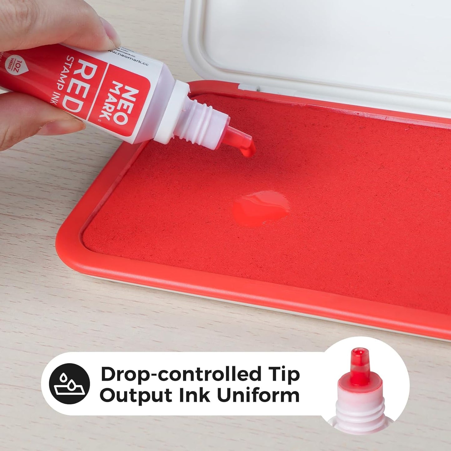 Premium Stamp Ink, Quick-Drying and AP-Certified Non-Toxic Refill Ink for Self-Inking Stamps, Date Stamps and Stamp Pads(Red, 1oz)