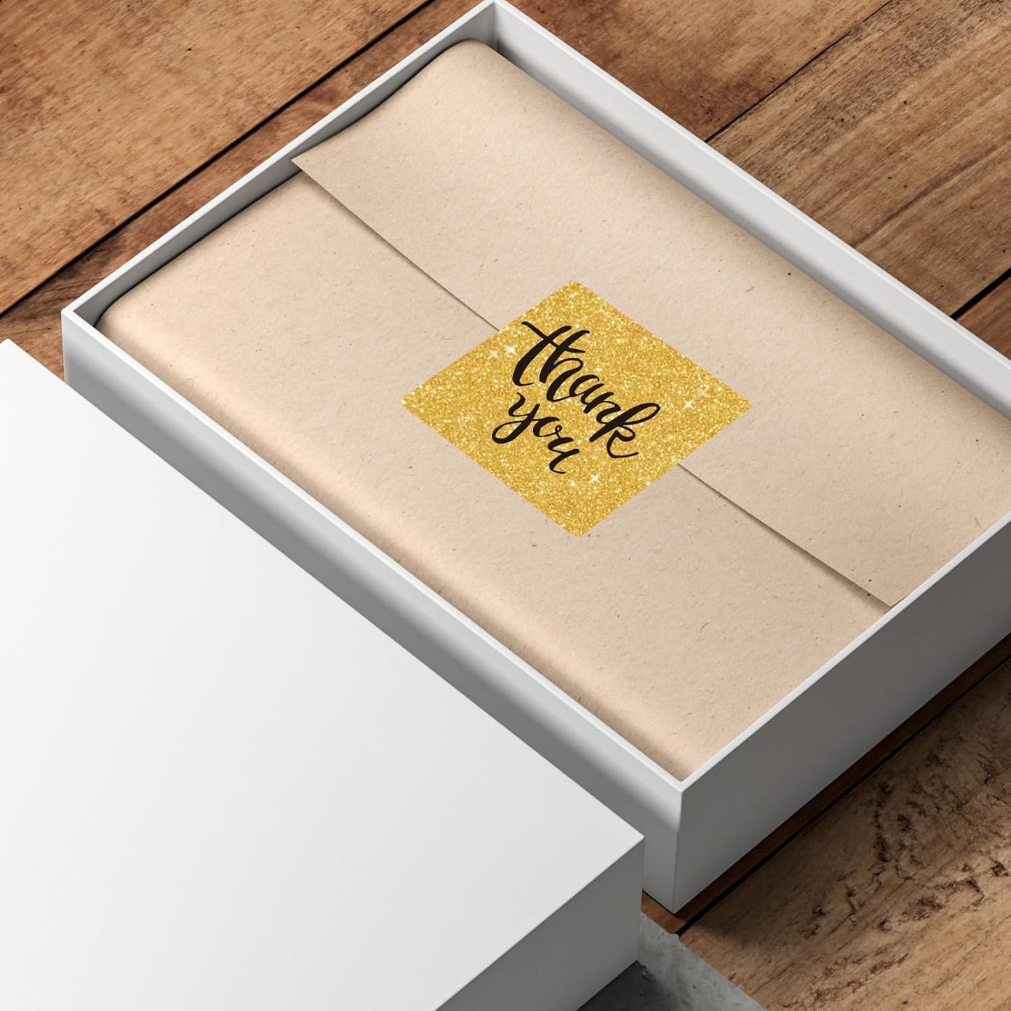 2" x 2" Square Thermal Labels Stickers, Holographic Direct Thermal Stickers Labels, Self-Adhesive Label for Small Business, DIY Logo Design- Glitter Gold