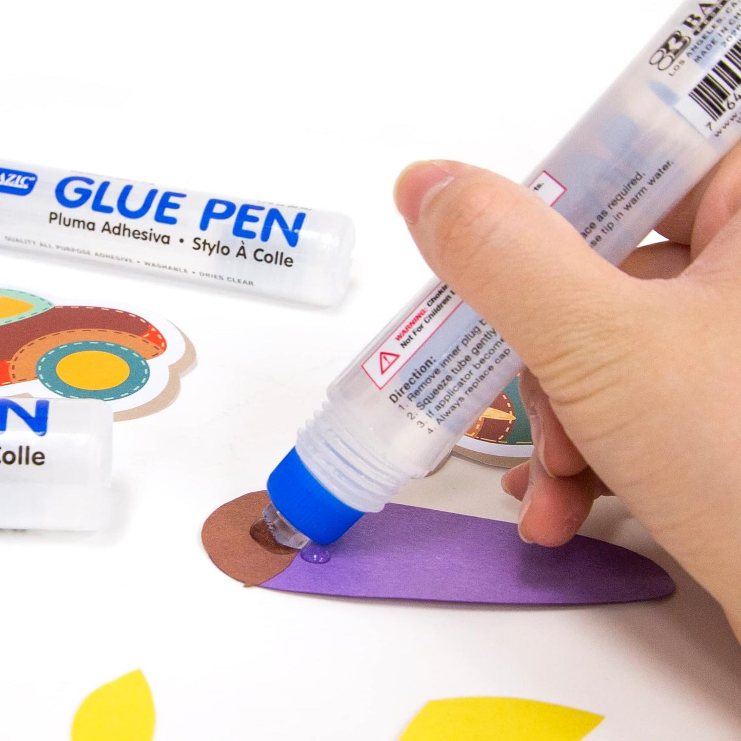 BAZIC White Glue 4oz., Clear Glue 1.7oz., Glue Stick 0.7oz., Washable Liquid Glue Pen, Multi-Purpose, for School Home Office (3/Pack), 4-Pack