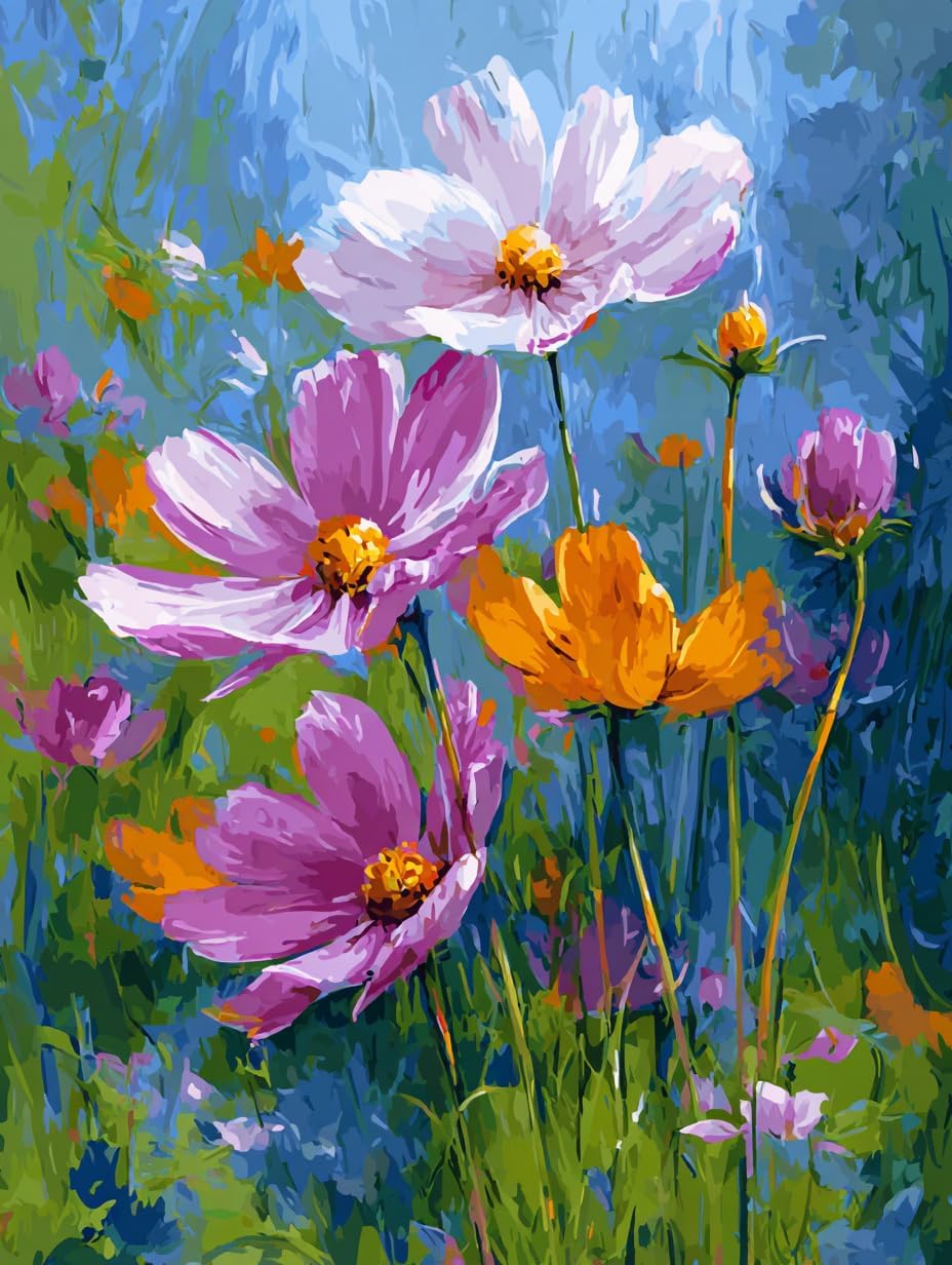 Moohue 14 ct Counted Cross Stitch Kits for Adults Flowers Cross Stitch Patterns Stamped Printed Cross Stitch Kits (Flowers 10)