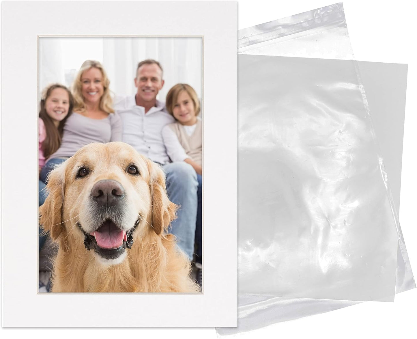 5x7 Mat for 8.5x11 Frame - Precut Mat Board Acid-Free Show Kit with Backing Board, and Clear Bags White 5x7 Photo Matte Made to Fit a 8.5x11 Picture Frame Matboard for Framing, Pack of 10 Mats