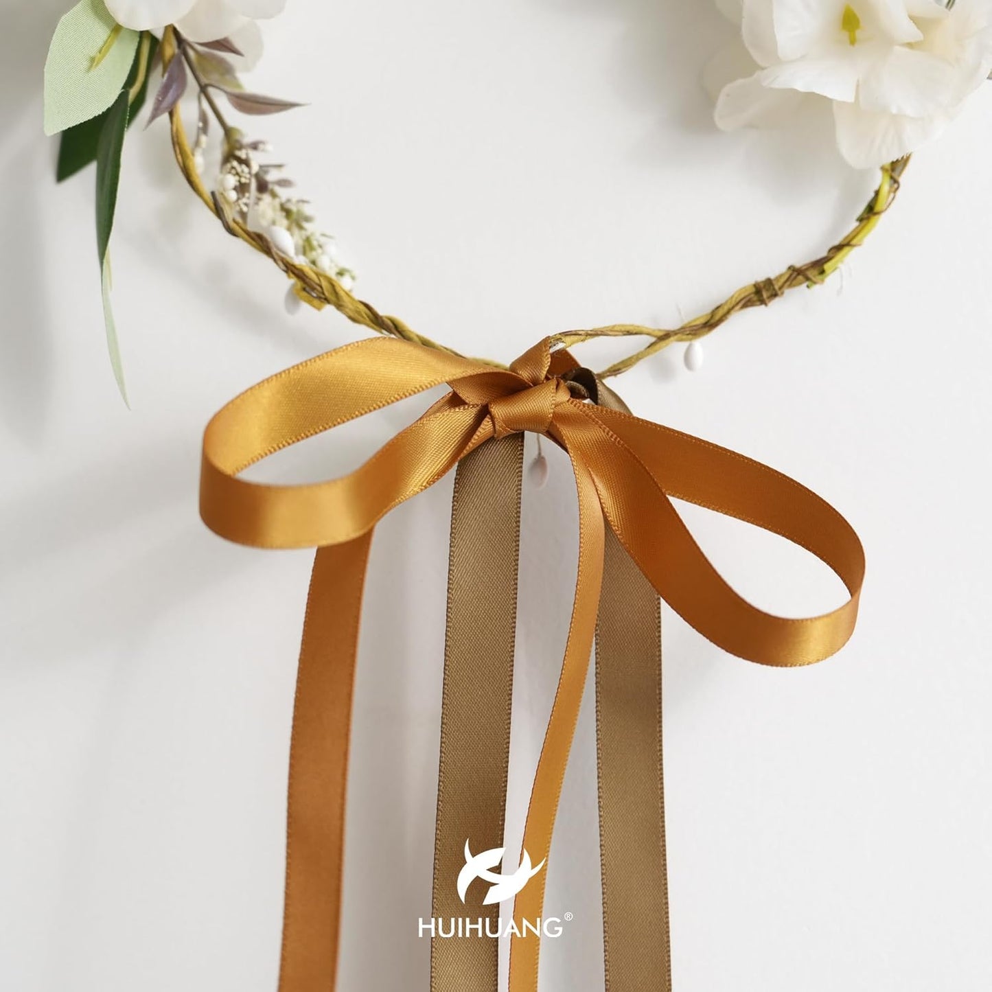 HUIHUANG Copper Satin Ribbon 1/2 inch X 50 Yards Continuous, Bronze Double-Faced Satin Ribbon for Gift Wrapping, Bows, DIY Crafts, Flower Bouquet, Wedding Bridal Shower Decor, Flower Crown