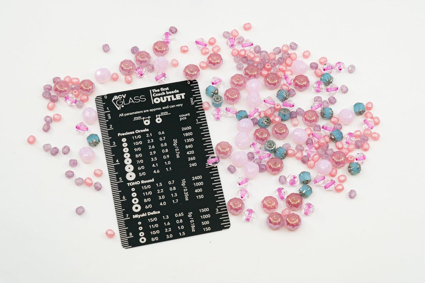 1.8 oz (50g) Gentle Mix of Faceted Fire Polished Czech Glass Beads (Round, Rondelle etc) 4-8mm, Light Pink