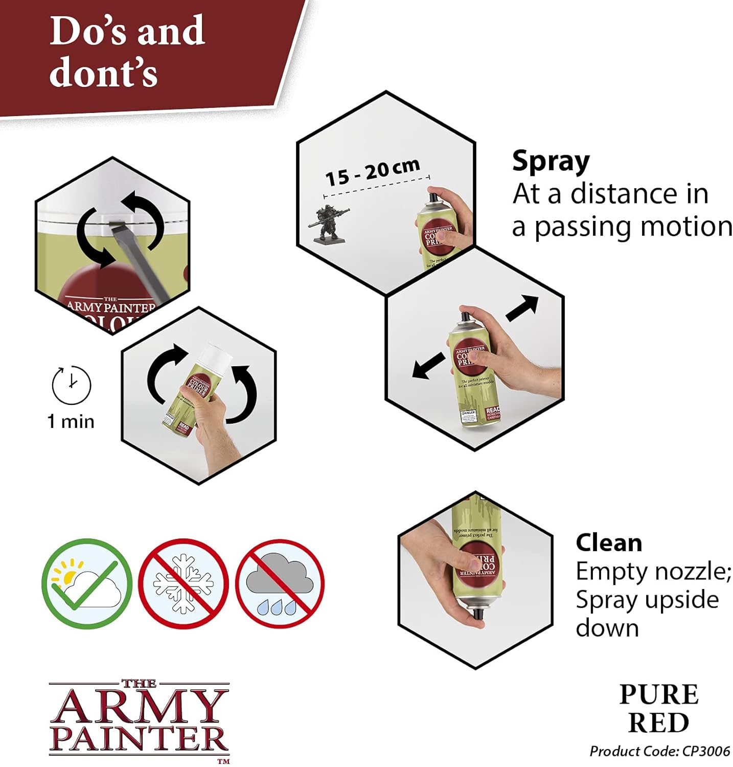 The Army Painter Colour Primer Pure Red, 400 mL Acrylic Spray Primer, Spray Paint Basecoat for Miniature Priming, Tabletop Roleplaying, Boardgames, and Wargames Miniature Modelling