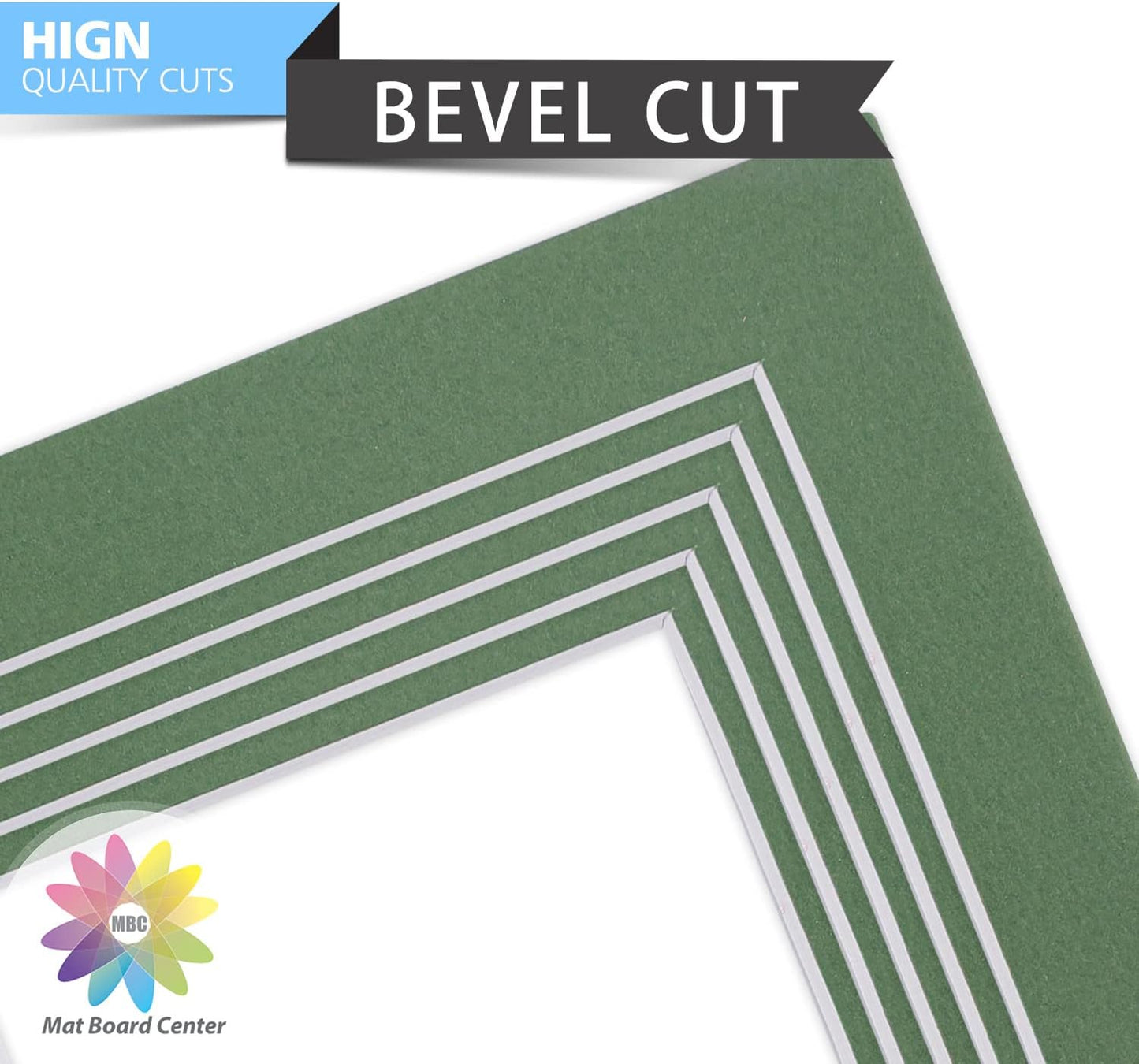 Mat Board Center, Pack of 10, 5x7 for 4x6 Rock Garden Color Mats - Bevel Cut, Acid Free, 4-ply Thickness, White Core - for Pictures, Photos, Framing
