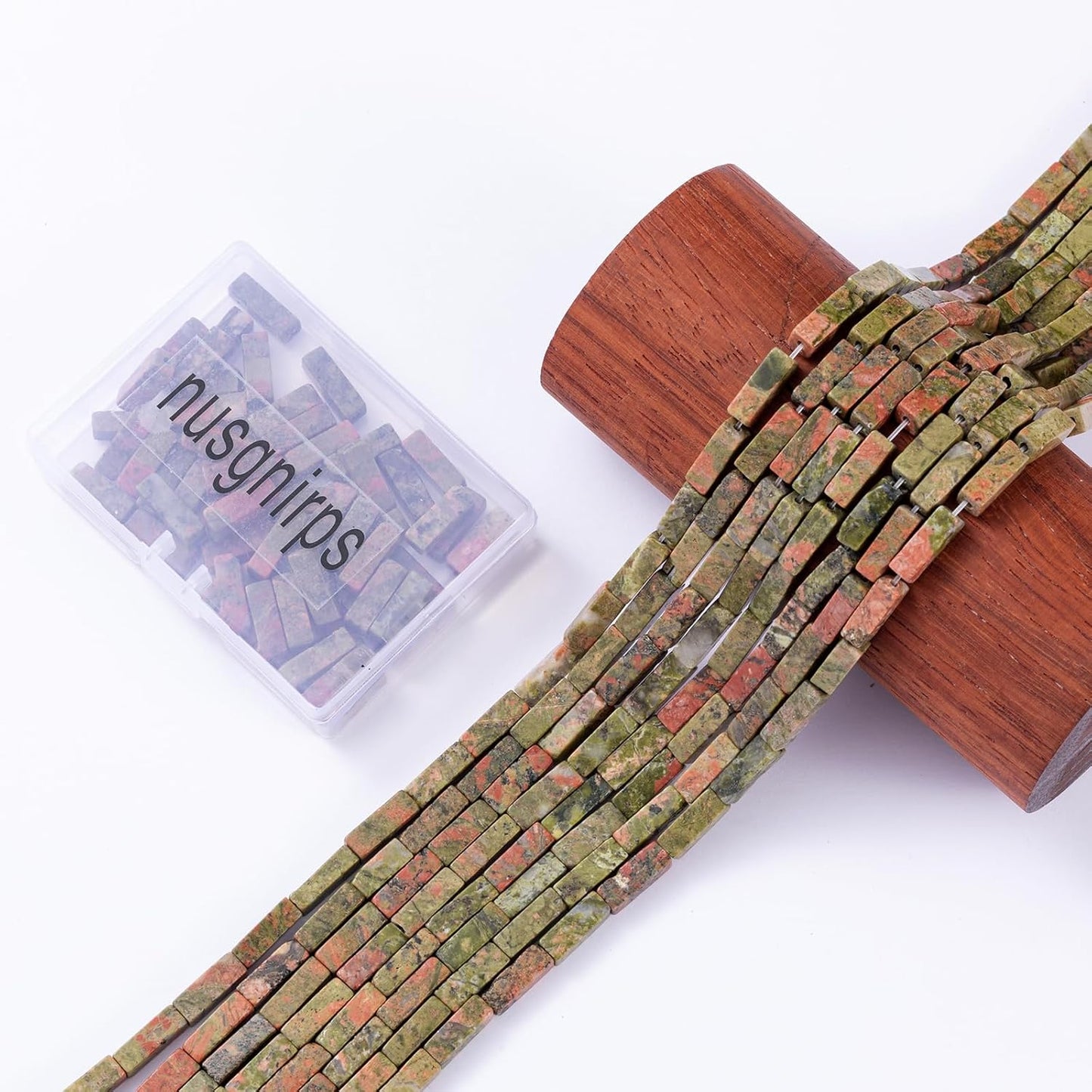 Natural Unakite Rectangle Tube Beads 4x13mm 38cm/str Loose Semi Gemstone Stone Beads for Making Bracelets Necklace Earrings