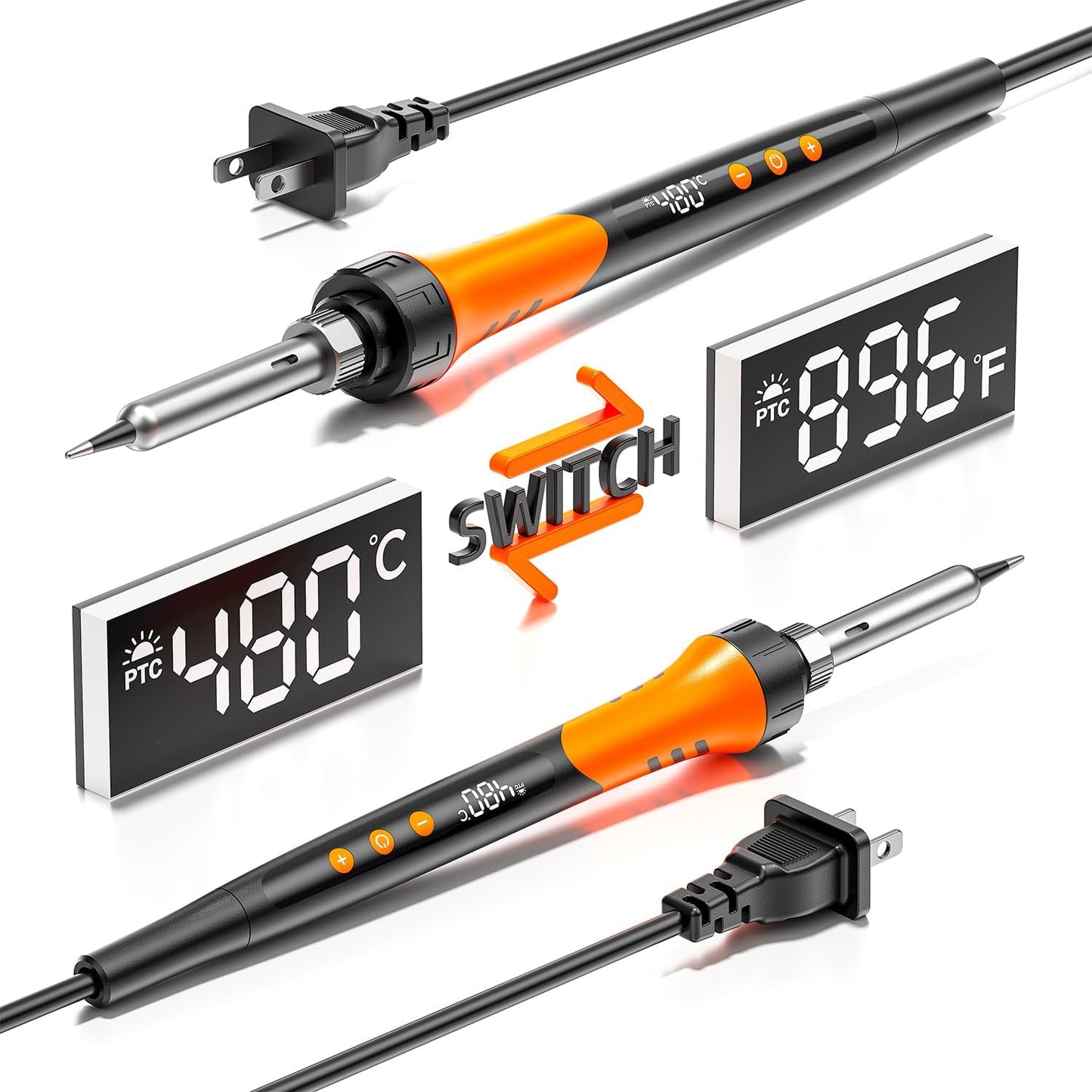 90W 110V LCD Soldering Iron, Soldering Iron Kit, 10-in-1 Soldering gun Tool, 5 Soldering Iron Tips, Solder Wire, Solder Paste, Adjustable Temperature Range 180-480°C