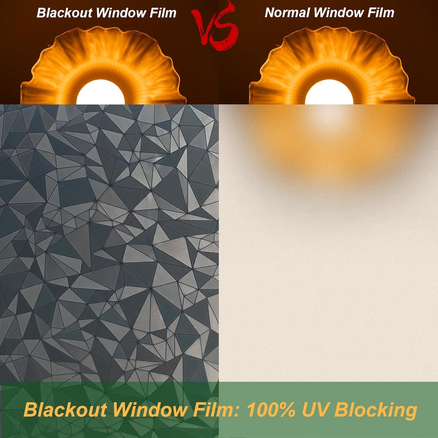 Niviy Blackout Window Privacy Film with Installation Tools Static Cling 100% Light Blocking Room Darkening, Heat Control Removable Window Tint for Home, Black Out Window Cover 11.8" by 78.7"