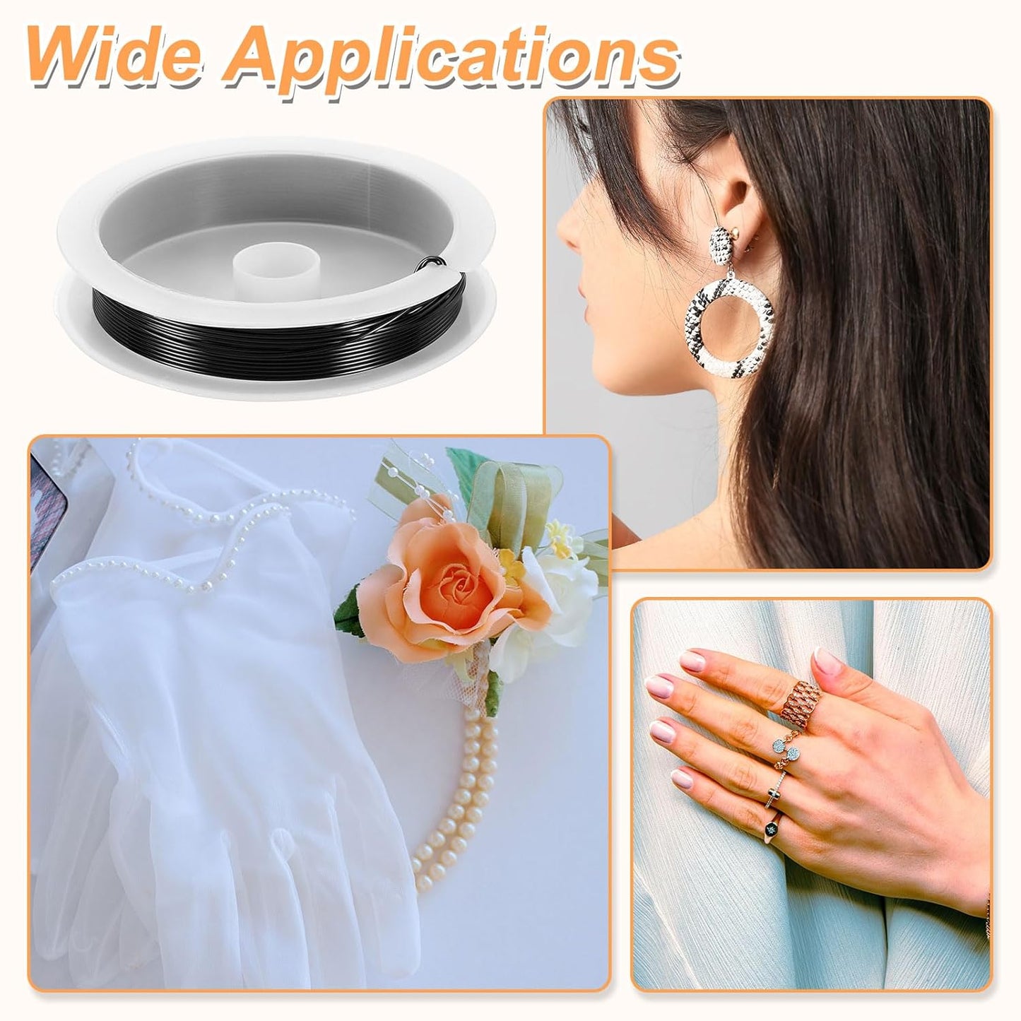 HARFINGTON 13ft Jewelry Wire, 22 Gauge (0.6mm) Brass Craft Soft Metal Tarnish Resistant Copper Beading Wire for Jewelry Making Supplies Crafting, Black