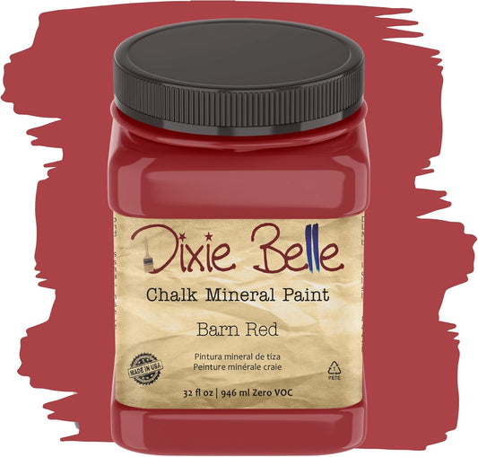 Dixie Belle Paint Company Chalk Finish Furniture Paint - Barn Red (32oz) - Matte Deep Red Chic Chalk Mineral DIY Furniture Paint