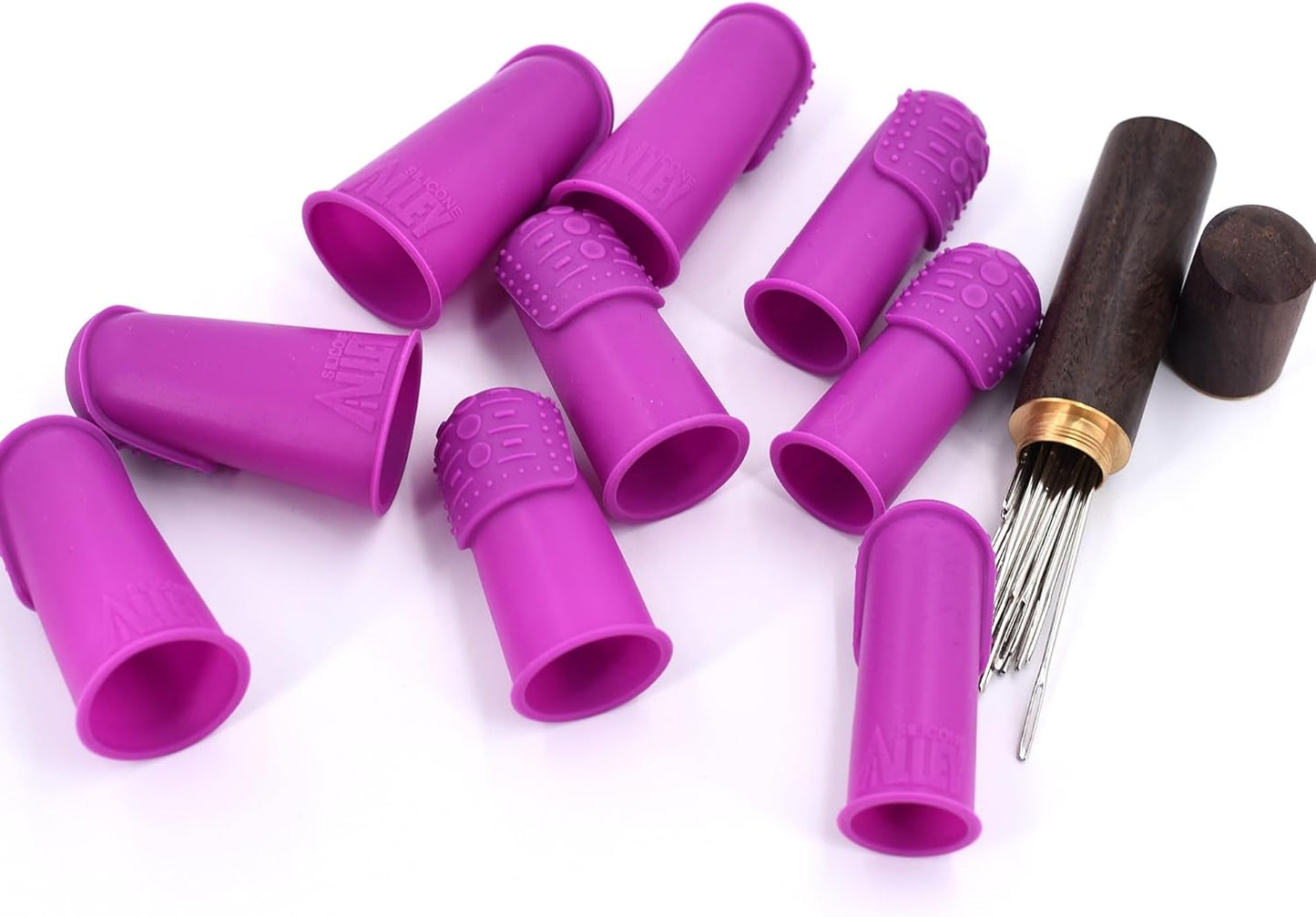 Comfortable Flexible Thimbles | THIK-Grip Thimble | Small (3) - Medium (3) - Large (3) - Comfy | Set of Large Sewing Needles with Case (1)