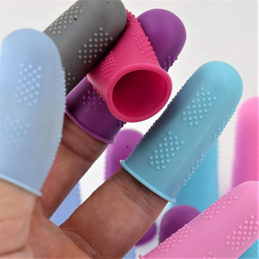 Finger Protectors [Flex Series - 18-Pack] Silicone NonStick Tip Covers [All in Size Small - 3 of Each Color in 6 Colors] for Hot Glue/Sewing/Wax/Rosin/Resin/Honey/Adhesives