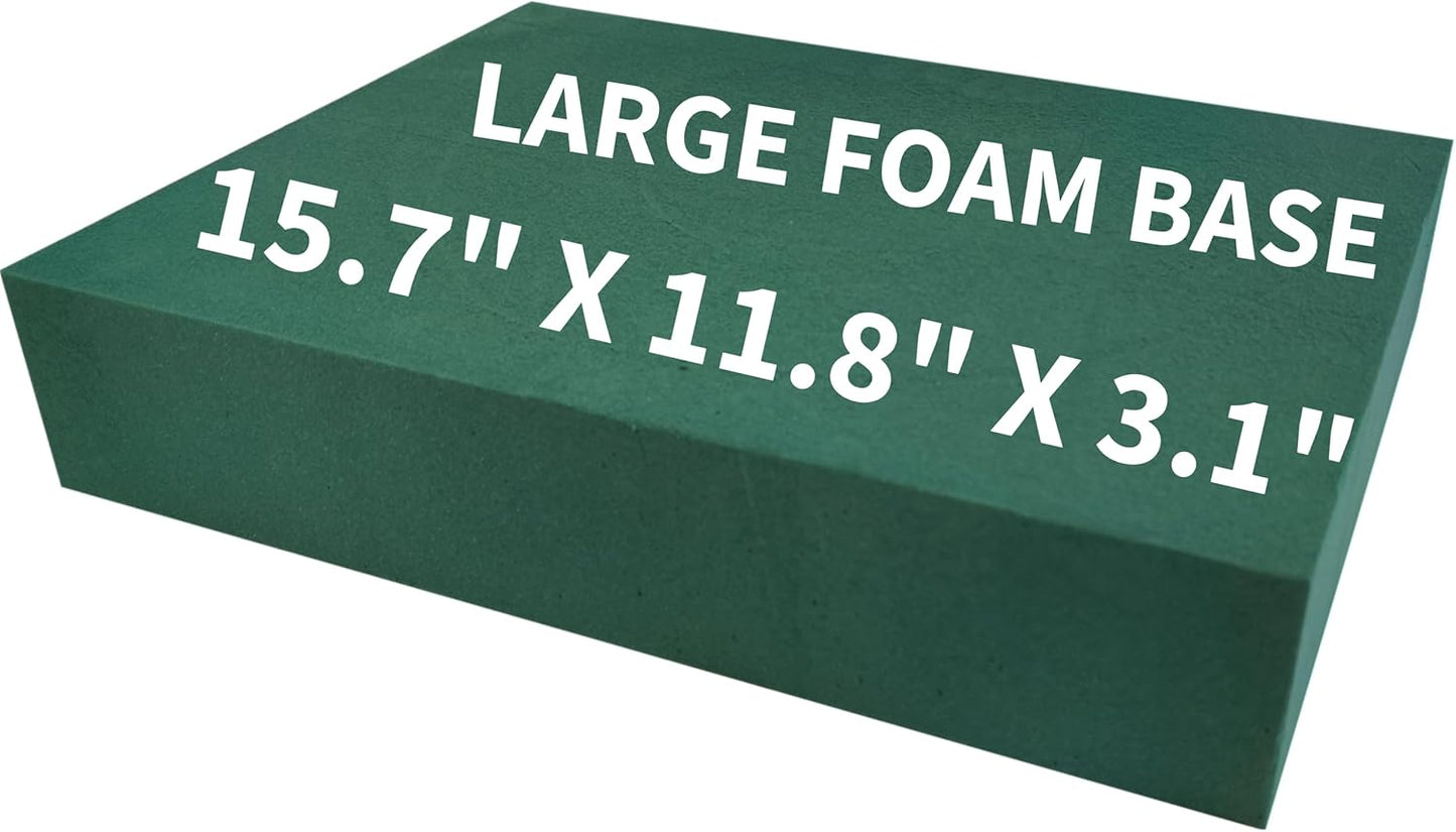 FLOFARE Floral Foam Base 15.7"L x 11.8"W x 3.1"H, Large Floral Foam Block for Fresh and Artificial Flower Arrangement Supplies for Arts, Crafts, Office Decor, Home Decor, Wedding Decor and Party