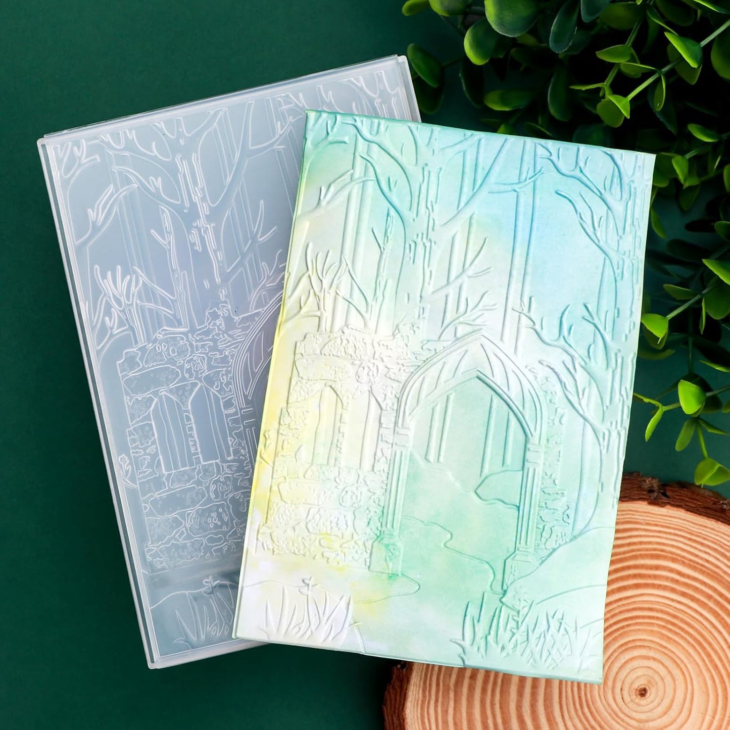 BAOFALI 3D Embossing Folder for Card Making, Deep Forest, Castle Plastic Texture Fades Embossing Folder Template for Scrapbooking Cardstock Album DIY Decoration Paper Crafting 6.3x4.5inch