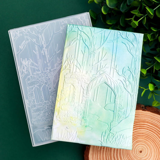 BAOFALI 3D Embossing Folder for Card Making, Deep Forest, Castle Plastic Texture Fades Embossing Folder Template for Scrapbooking Cardstock Album DIY Decoration Paper Crafting 6.3x4.5inch
