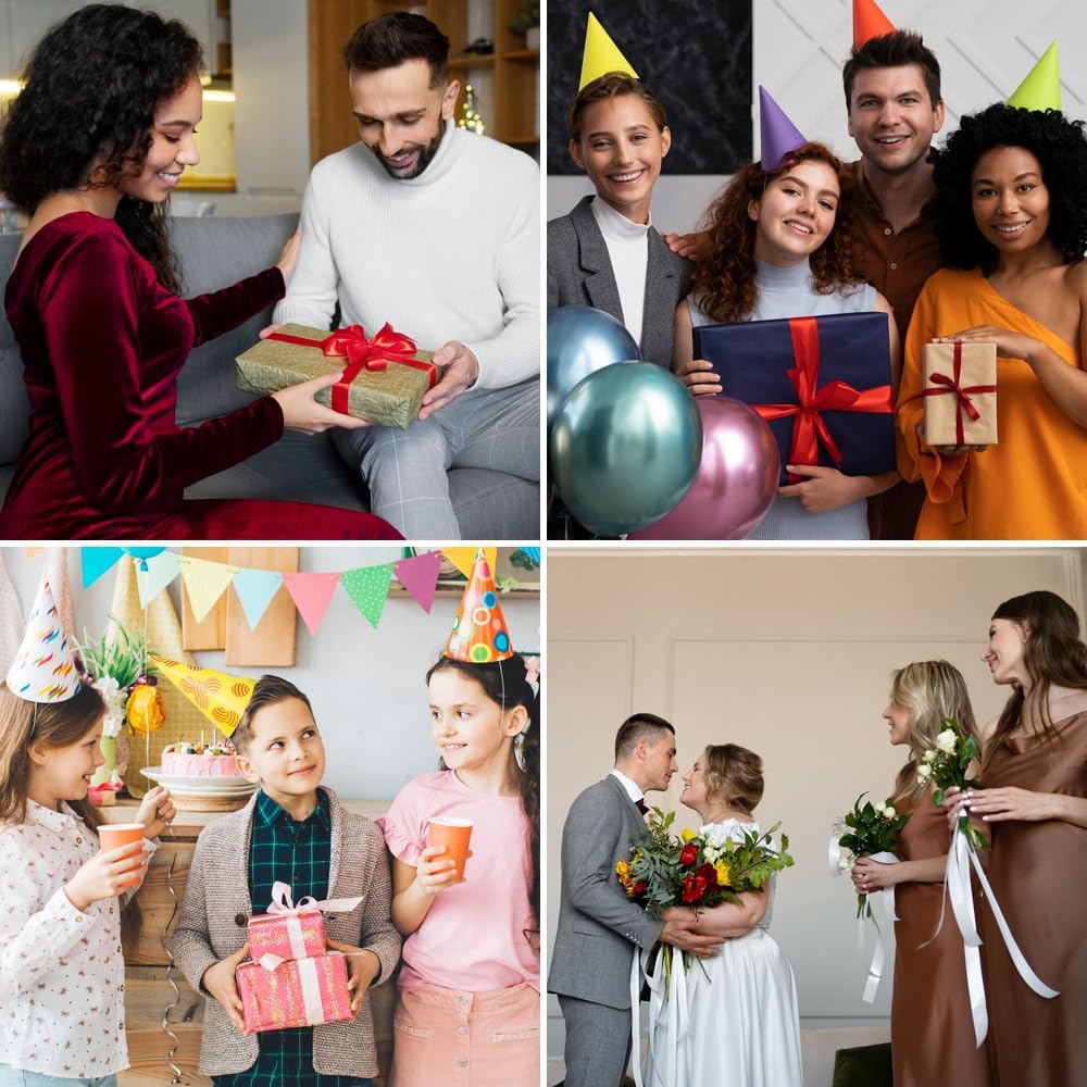 3/8" x 50 Yards Satin Ribbon - Pink Silk Ribbon with Spool - Ideal for Gift Wrapping, Floral Bouquets, Crafts, Wedding Party Decorations, Christmas and Sewing Projects