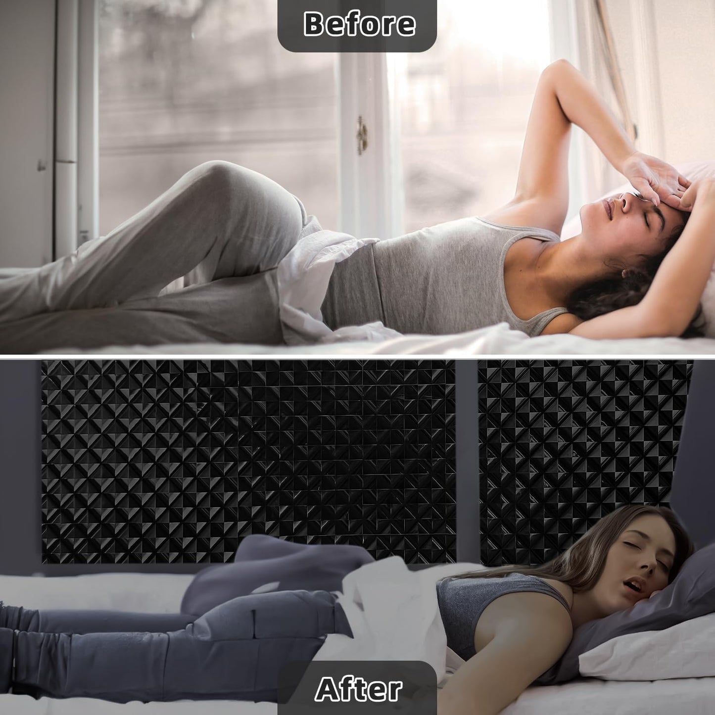 Qualsen Blackout Window Film, 𝟑𝐃 𝐕𝐢𝐬𝐮𝐚𝐥 𝐀𝐩𝐩𝐞𝐚𝐥 100% Light Sun Blocking Privacy Film for Glass Windows, Removable No Glue Black Out Window Tint for Home Day Sleep Garage 17.4×78.7inch