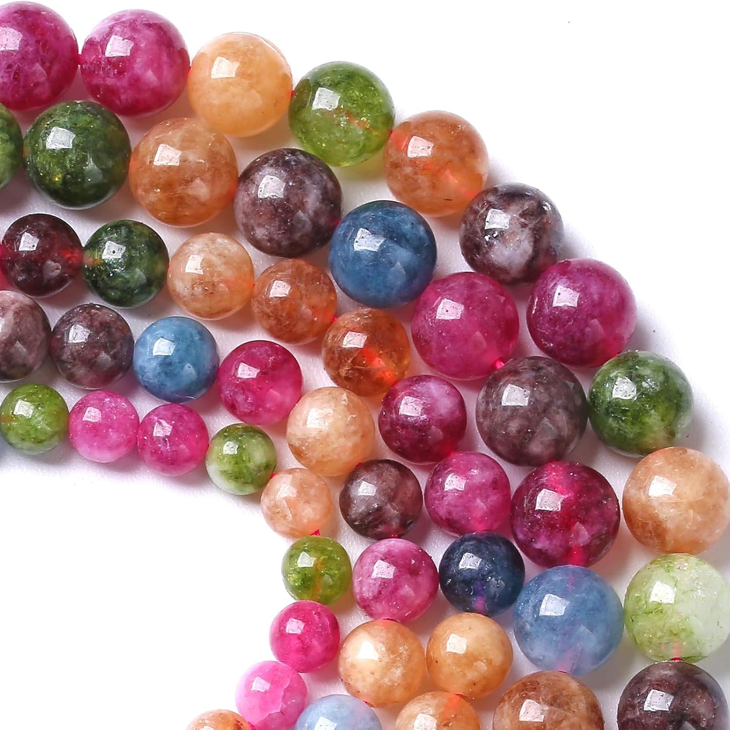 8MM Colorful Tourmaline Stone Beads Natural Gemstone Round Loose Beads for Jewelry Making Bracelet Necklace 900pcs 2 Strands 32"