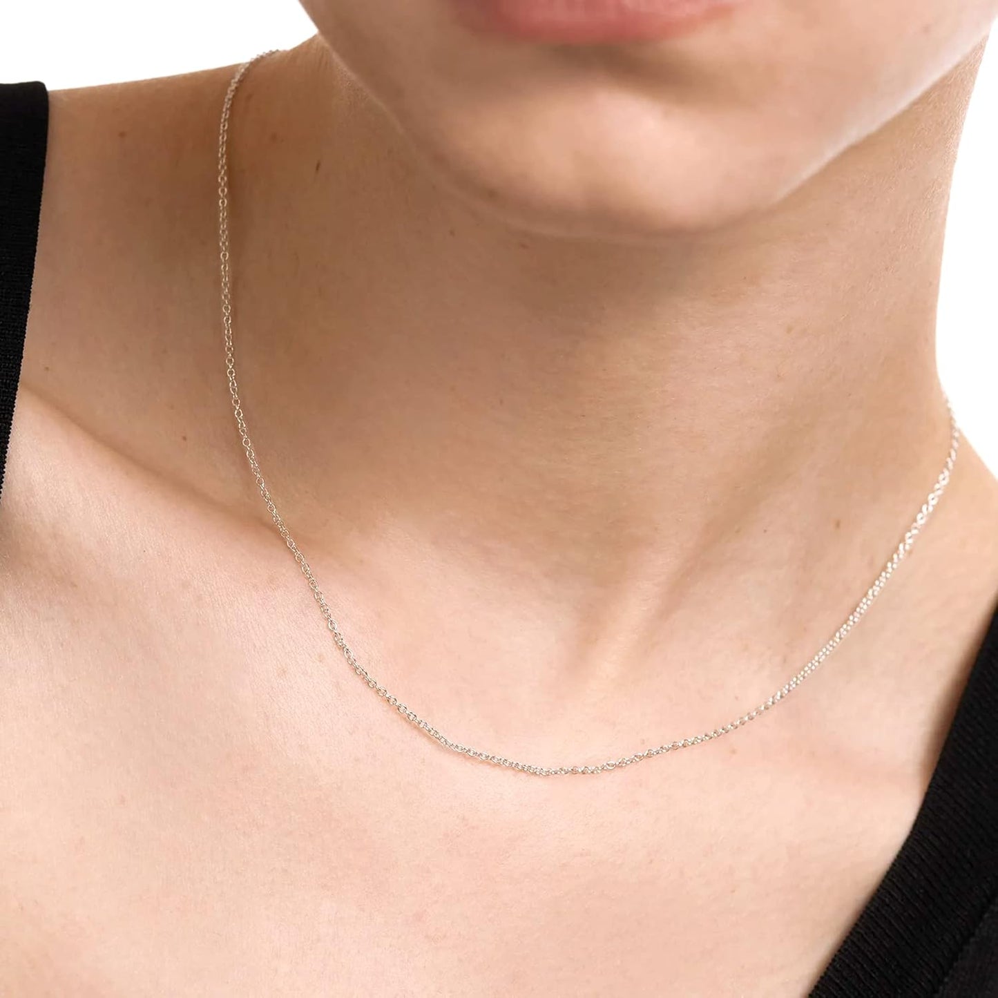 ALEXCRAFT Wholesale 12 PCS Silver Plated Brass Flat Cable Chains Bulk for DIY Jewelry Making (18 Inch(2mm))