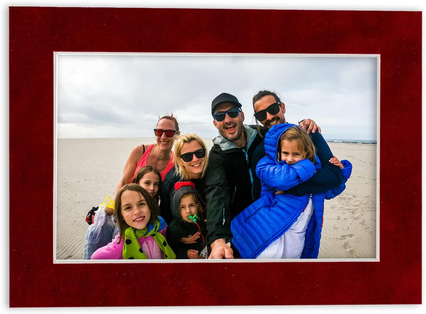 8x10 Mat Bevel Cut for 5.5x8.5 Photos - Acid Free Bright Red Suede Precut Matboard With Backing Board and Crystal Clear, Self Seal Photo Mat Bag - For Pictures, Photos, Framing - 4-ply Thickness