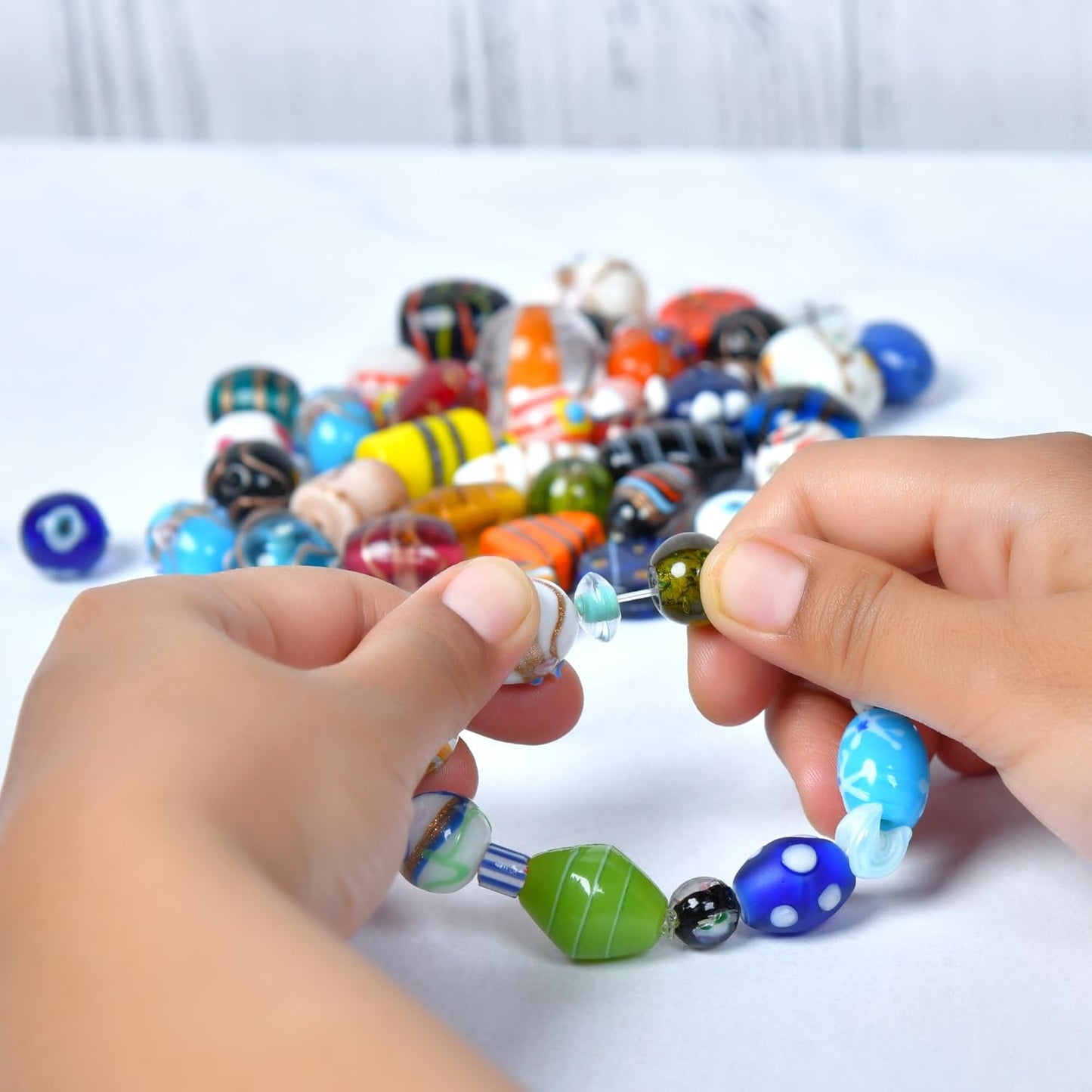 1/2 LB Bag of Assorted Glass Beads for Jewelry Making, Lampwork Murano Bead Mix for Bracelets and Necklaces, Crafting Beads Supplies Kit, Large & Small Beads