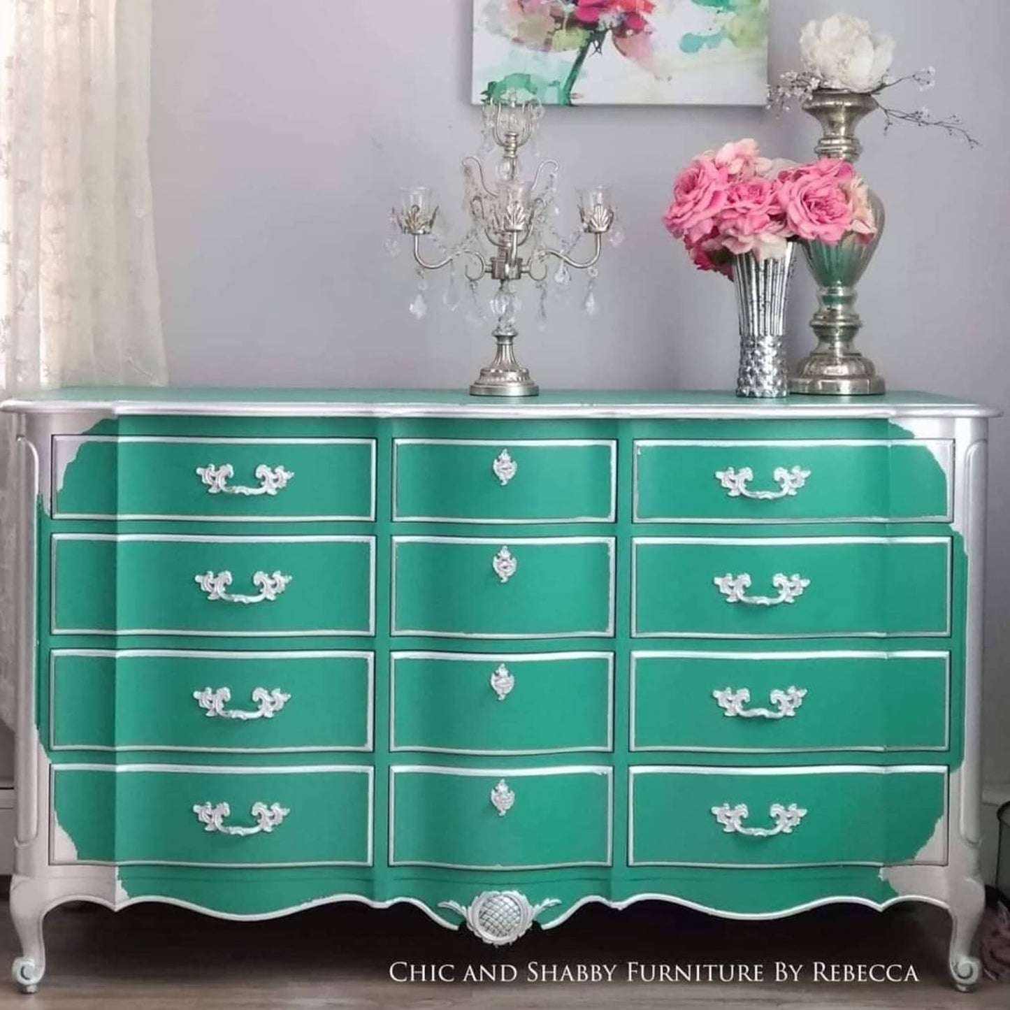 Dixie Belle Paint Company Chalk Finish Furniture Paint - Mermaid Tail (8oz) - Matte Aqua Green Chic Chalk Mineral DIY Furniture Paint