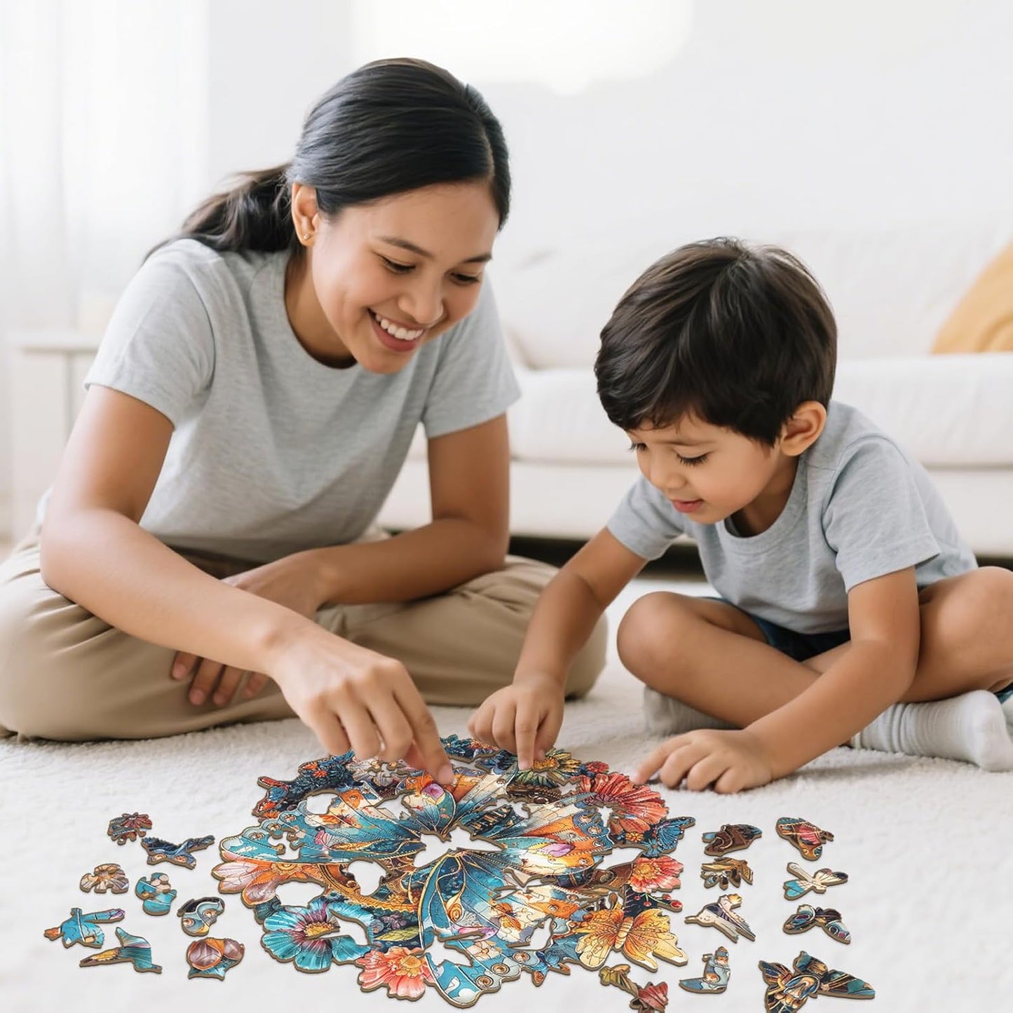 Wooden Puzzles for Adults - Mechanical Butterfly Wood Puzzles Adult - Unique Animal Shape Wooden Jigsaw Puzzles for Adults - Birthday Gifts for Puzzle Lovers, Family (8.4 * 8.4in)