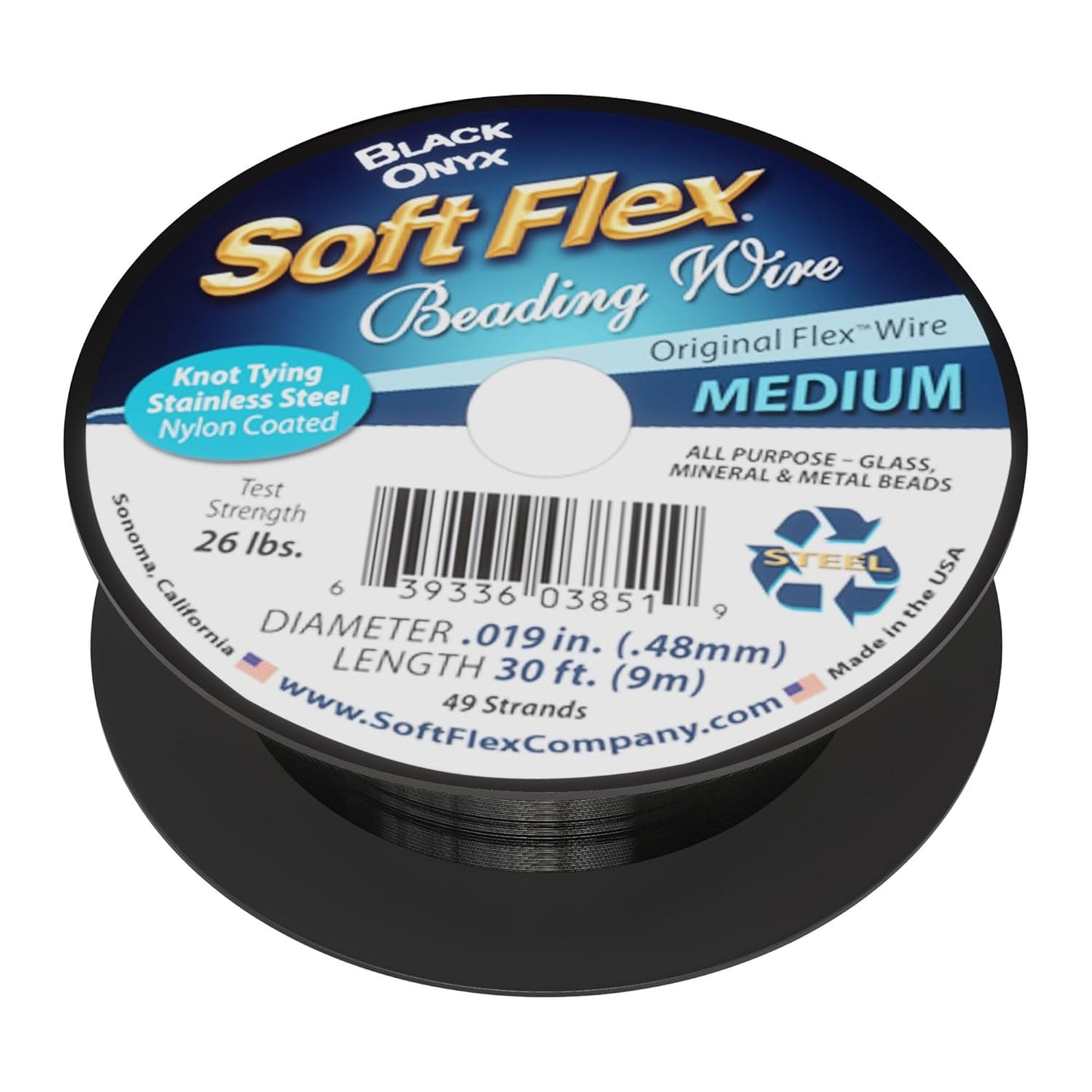 Soft Flex 49 Strand Beading Wire - Medium 0.19 Diameter - 30 Feet Nylon Design Wire