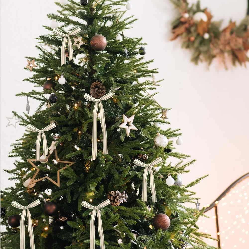 10 Yards × 3/5 Inch Green Natural Cotton Ribbon, Double Sided Webbing Straps Ribbons, Birthday Wedding Valentines Ribbons for Crafting, DIY Sewing, Gift Wrapping