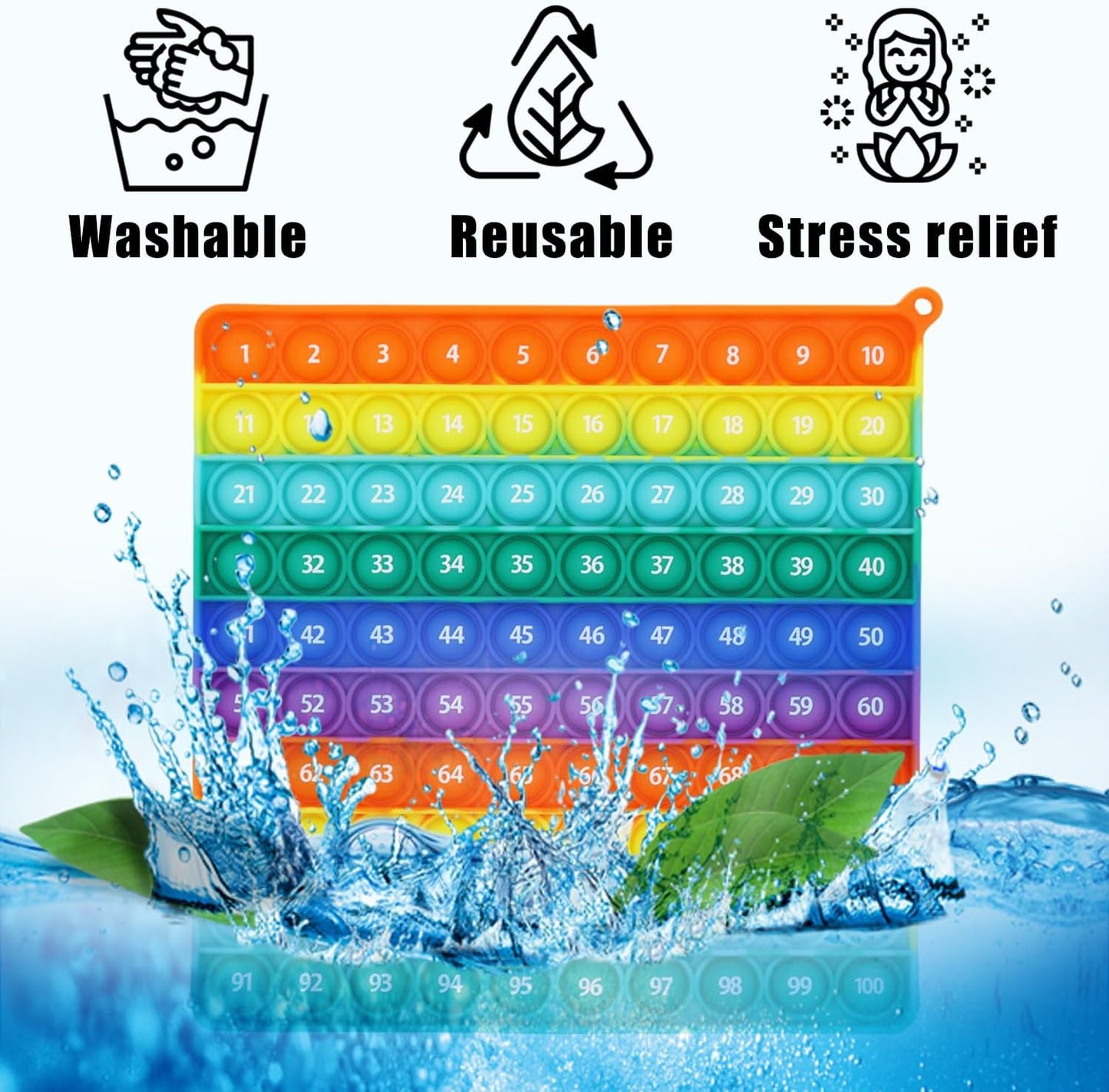 Double Side 1 100 200 Pop it, Chart, Numbers, Row Counter Knitting Crochet, Stitch Counters Crocheting Square Popper Fidget Sensory Toy, Educational Tool, Great Gift for Birthdays, Christmas