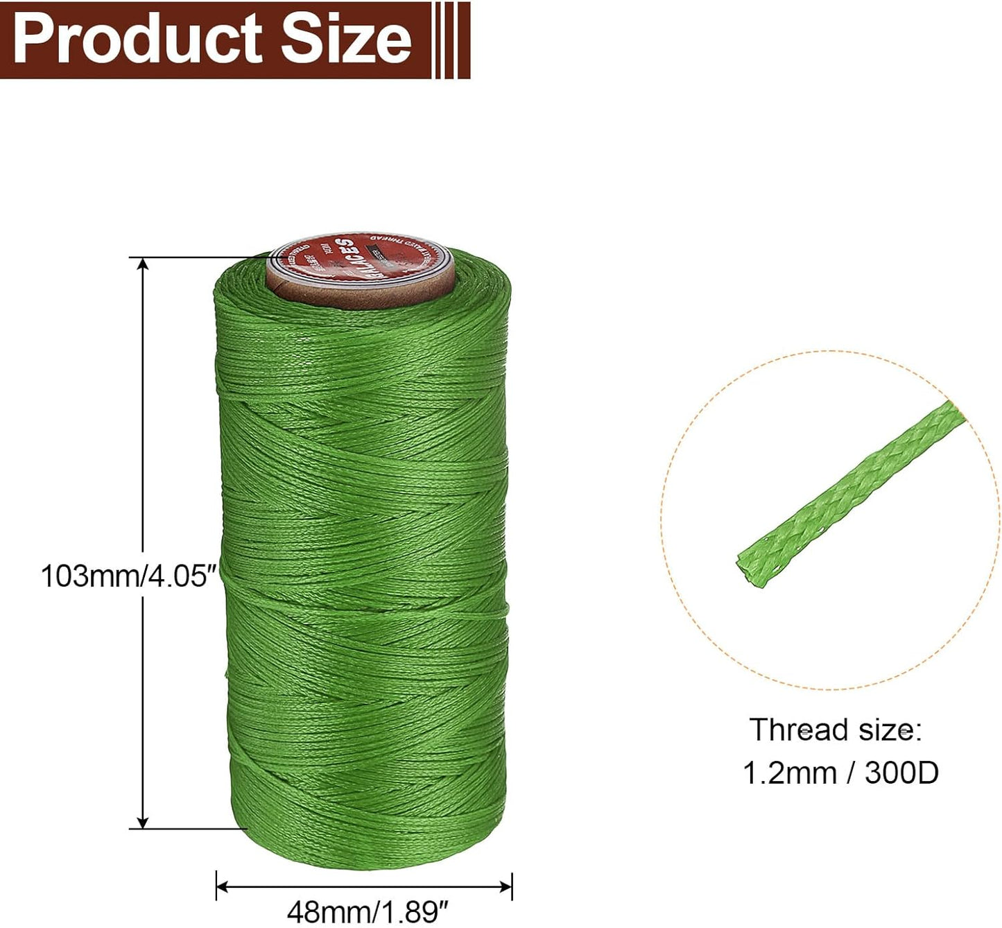 uxcell Flat Leather Sewing Waxed Thread, 140m / 153 Yards Polyester Wax String, 300D Wax Stitching Cord for Leather Crafts, Bookbinding, Bracelets Braided, Light Green