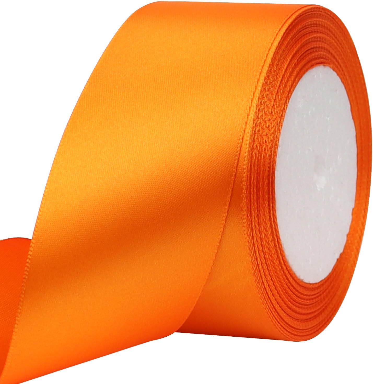 Orange Solid Satin Ribbon 2 Inch 25 Yards Solid Polyester Fabric Ribbon for Gift Wrapping Wedding Christmas Baby Shower Birthday Party Decoration Handmade Immortal Flower Craft