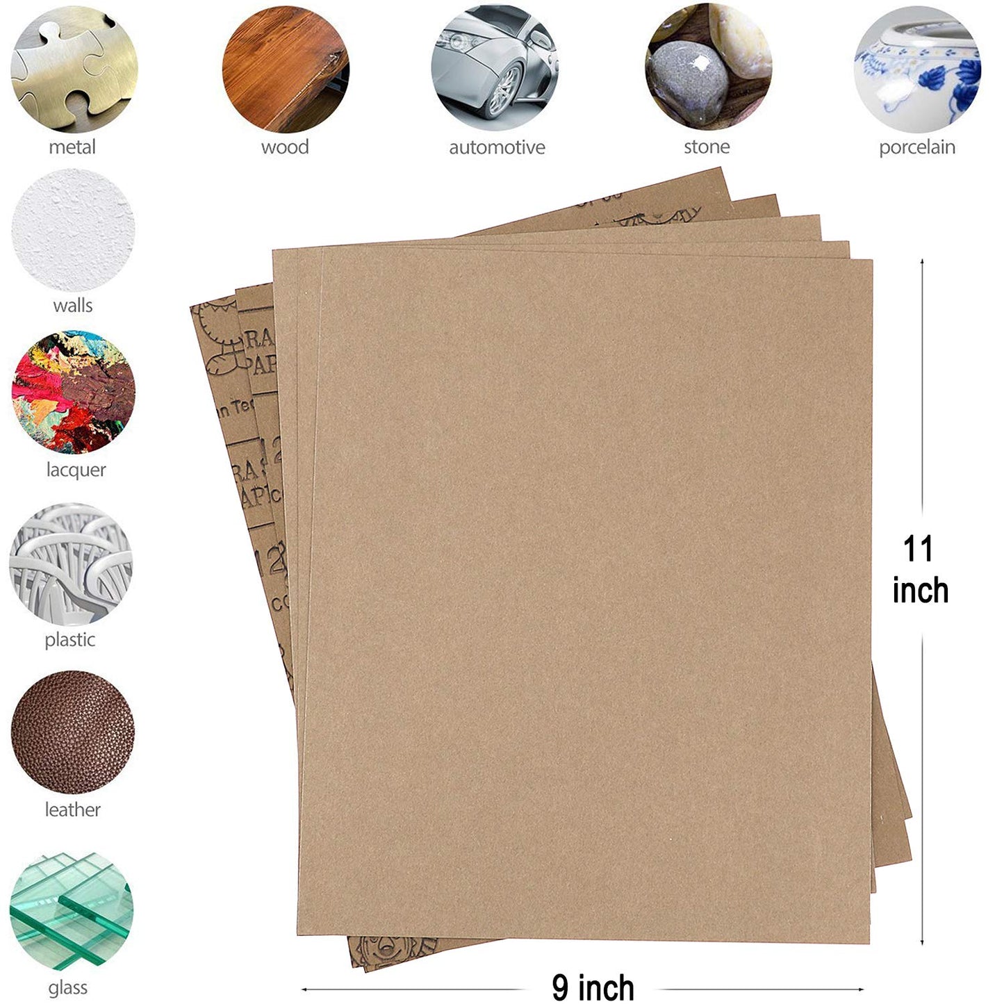 9x11 inch 5 Sheets Sandpaper, Wet or Dry 12000 High Grit Extra Fine Sand Paper, Silicon Carbide Waterproof Abrasive Pads for Automotive Sanding, Wood Turing Finishing, Metal Furniture Polishing