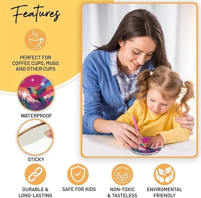 8 Pcs Humming Bird Diamond Painting Kits | Diamond Painting Kits with Holder | Diamond Art Coasters for Beginners Adults - Perfect Art Craft Supplies Gift!… (Humming Bird)