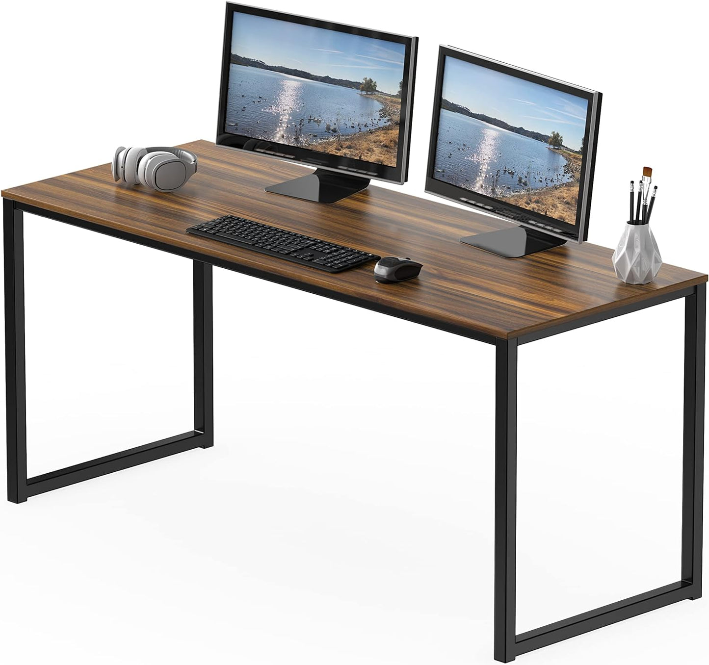 SHW Mission 55-Inch Home Office Computer Desk, Walnut