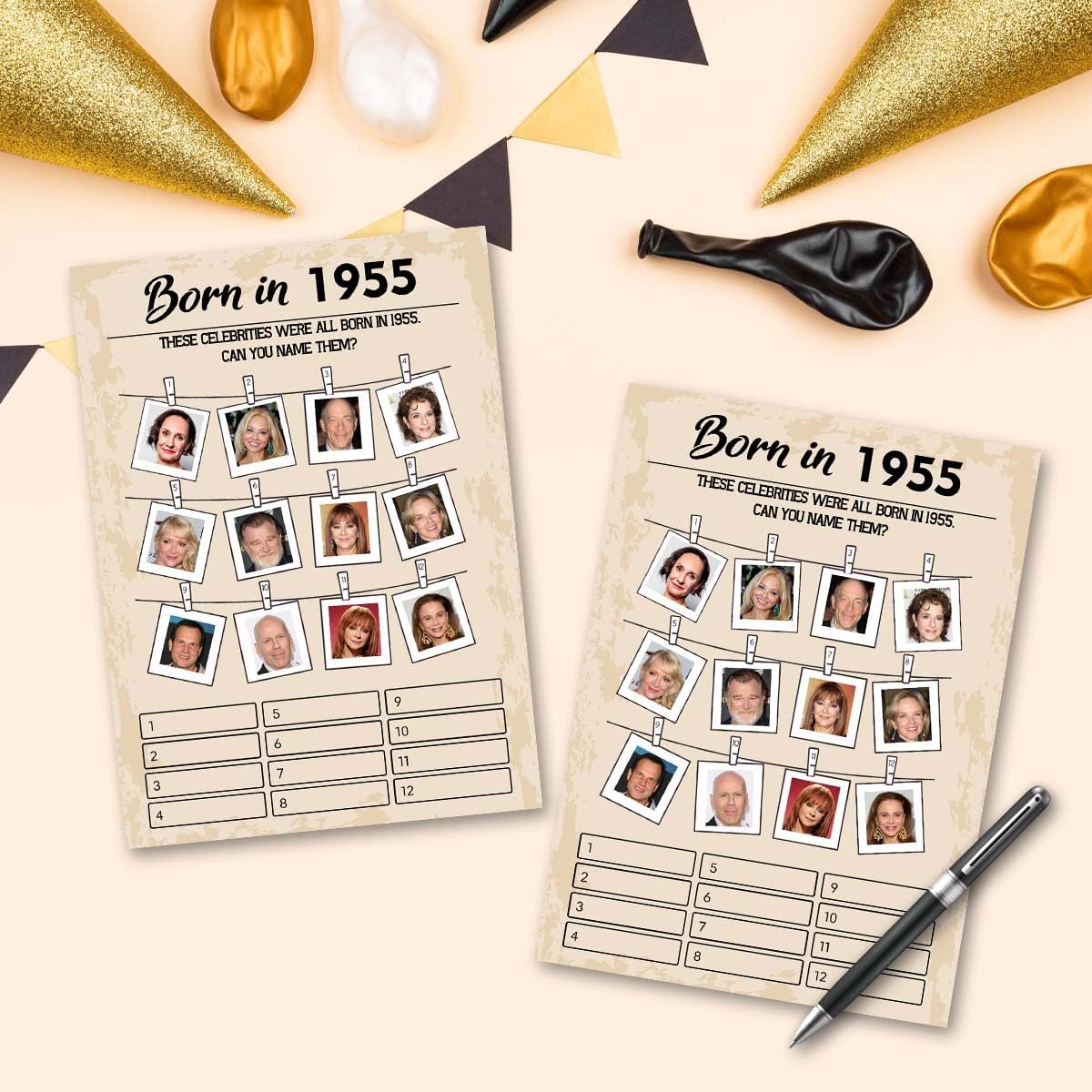 70th Birthday Party Games, Born in 1964 Games, Birthday Party Supplies for Adults, Fun 1955s Party Game，Pack of 30 Cards