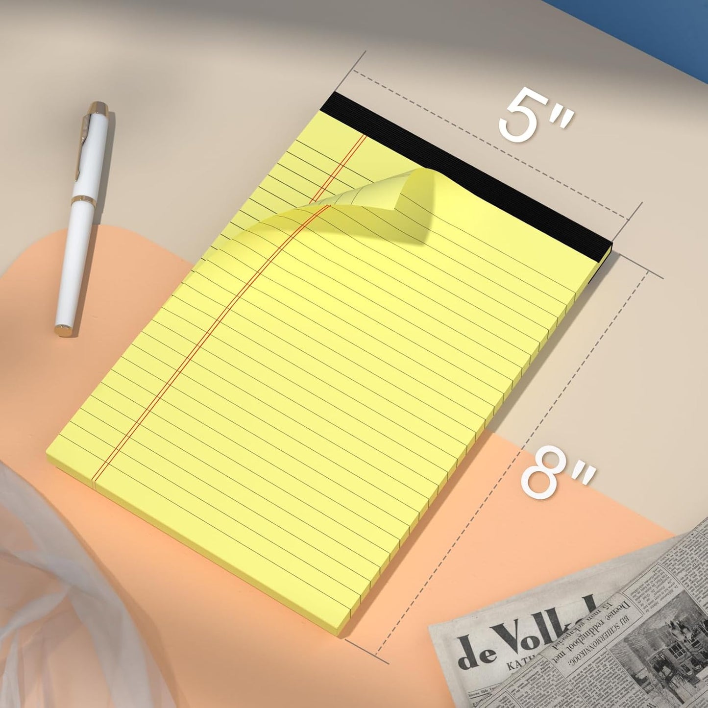 5" x 8" Yellow Legal Pads Writing Pads 12 Pack of Notepad 80gsm Paper Small College Ruled Note Pads Perforated Memo Pads 30 Sheets Yellow Paper Pad