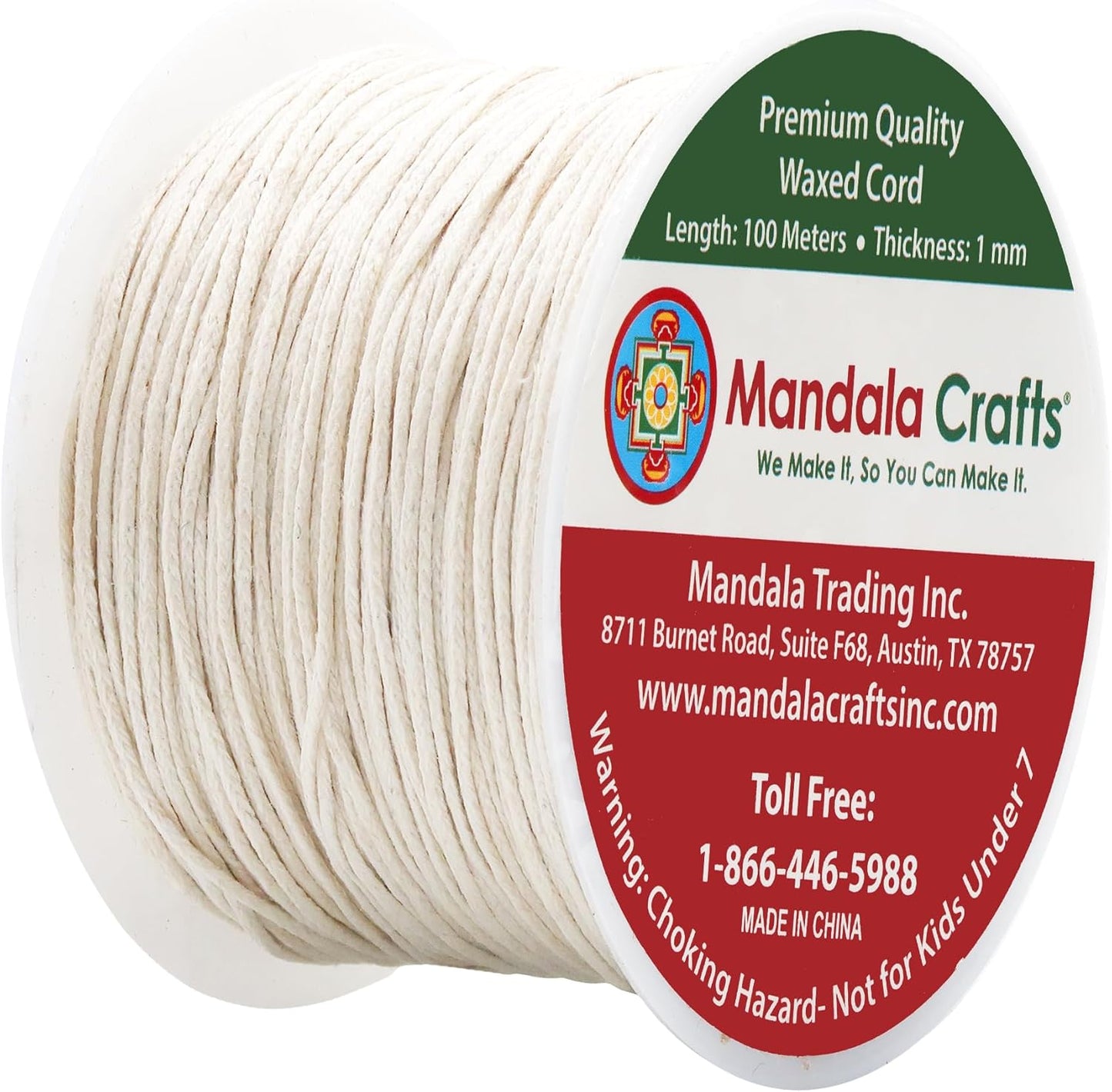 Mandala Crafts 1mm 109 Yards Ivory Cotton Waxed Cord for Jewelry Making Bracelet Cord Waxed String - Beading String Thread Jewelry Cords for Necklaces String