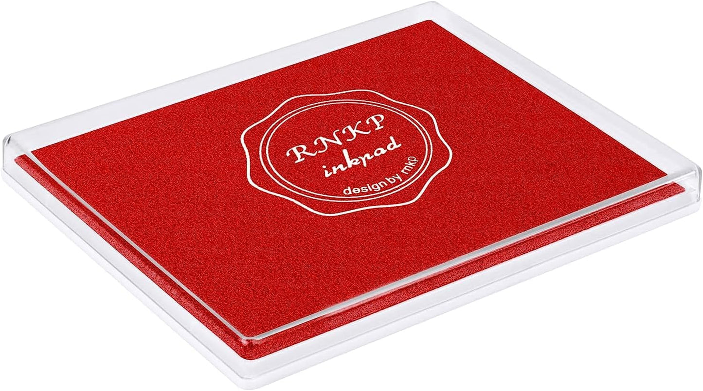 RNKP Large Red Ink pad,5 x 4 in Craft Ink pad Suitable for Rubber Stamps, Paper, Wood, Fabric, Scrapbooking, Children's Non-Toxic Finger Stamp pad (Red)