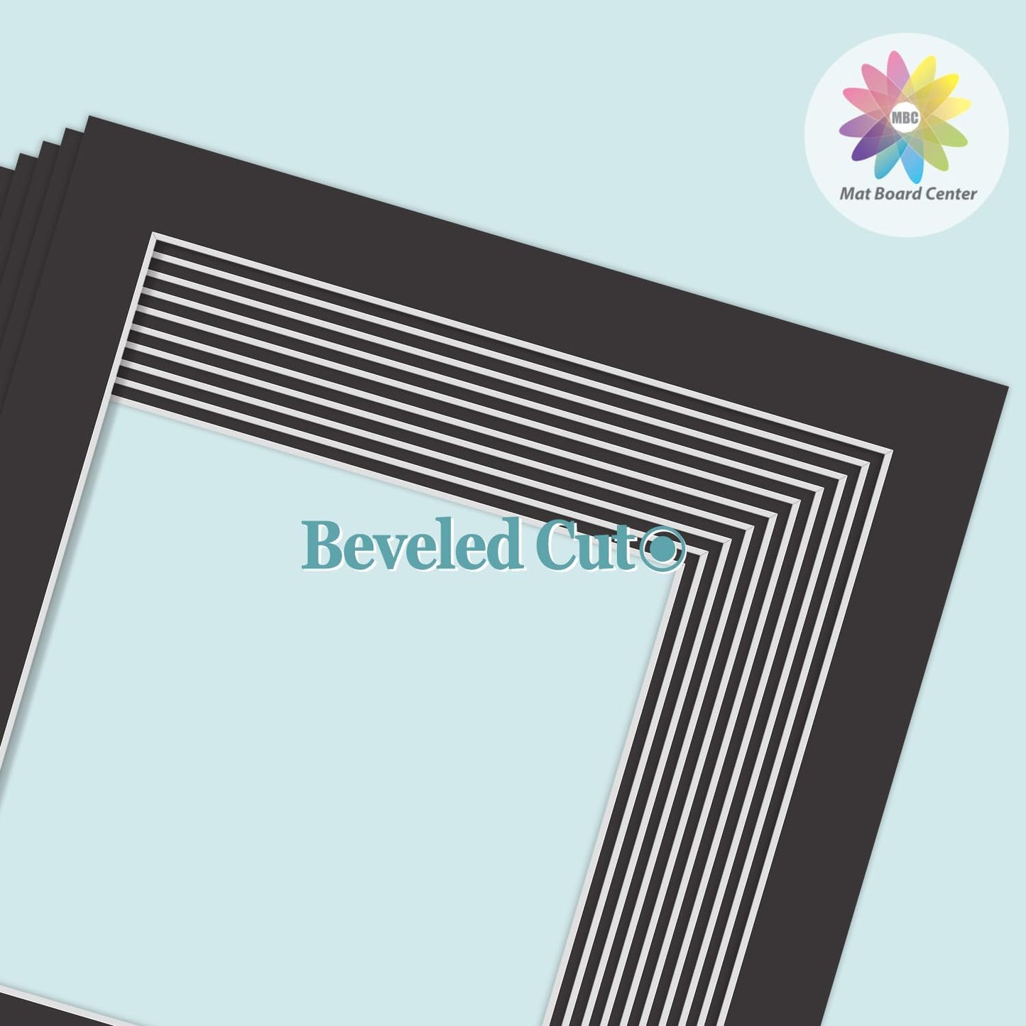 MBC Mat Board Center, 10 Pack 12x12 for 10x10 Black Picture Mats Frame Mattes, Bevel Cut, Acid Free, 4-ply Thickness