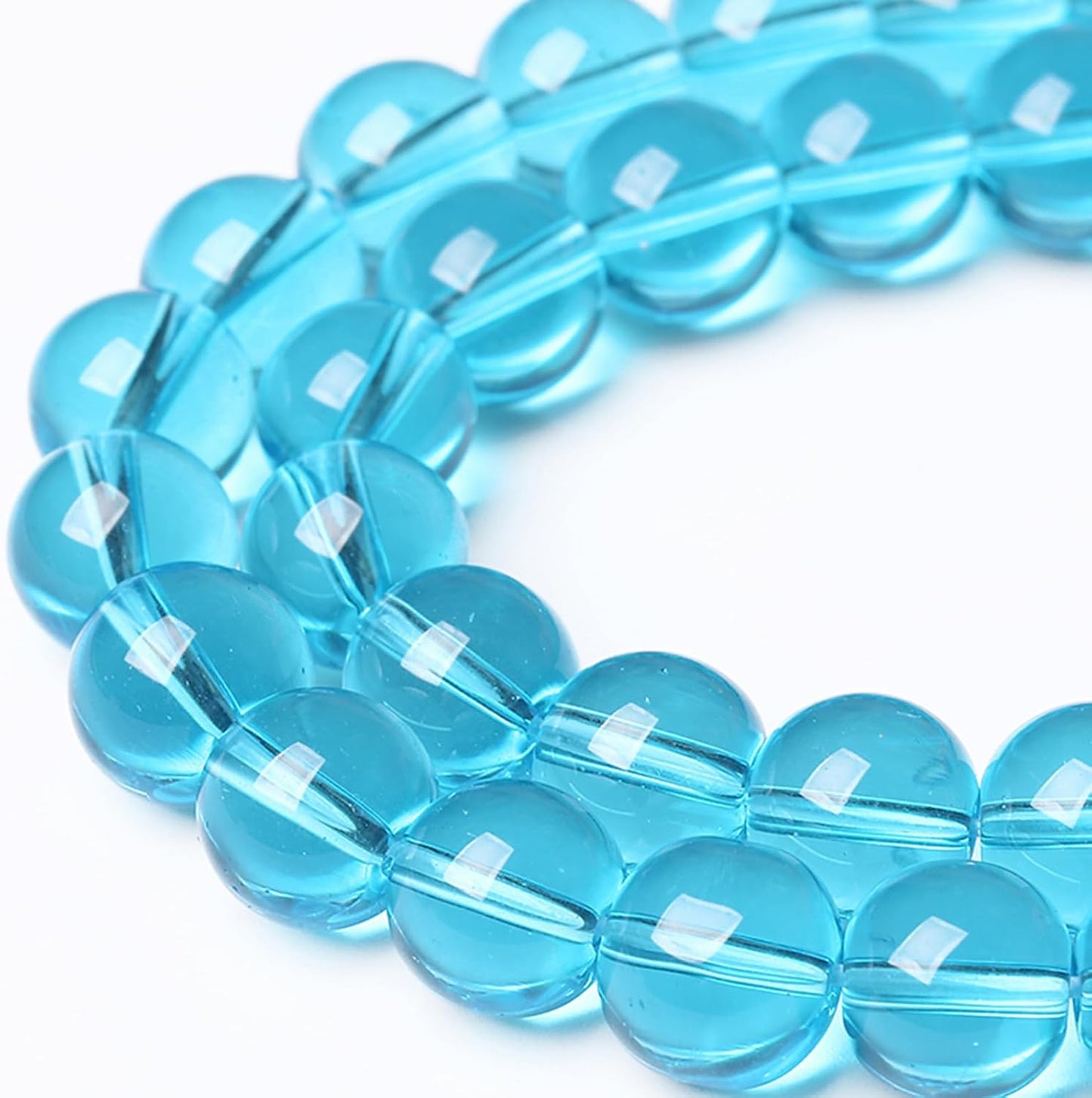 12MM Lake Blue Glass Beads Natural Gemstone Round Loose Stone Beads for Jewelry and Bracelets Making 32pcs 15"