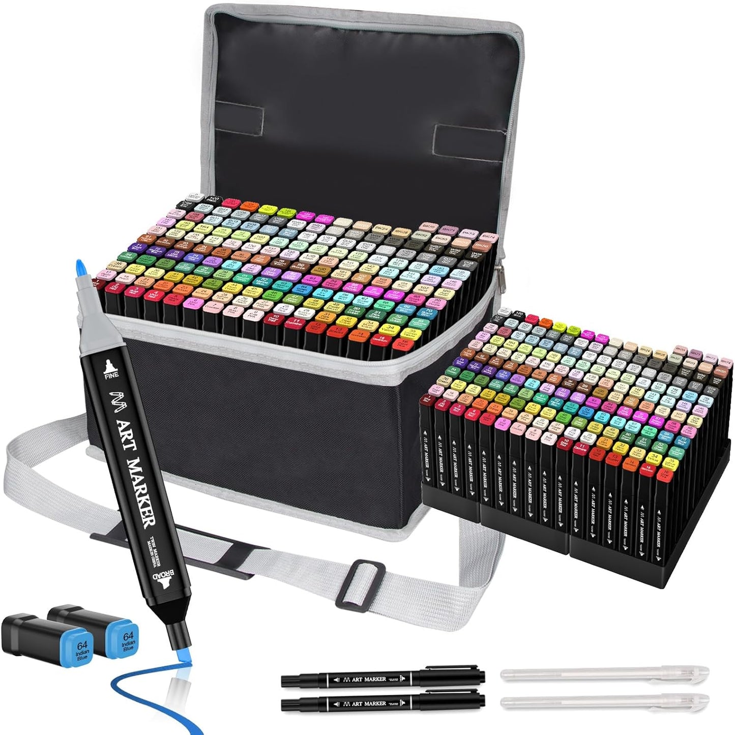 Banral 180 Colors Alcohol Markers Set, Dual Tip Alcohol Based Art Marker for Artists Kids Adult Coloring, Permanent Illustration Sketch Pens for Drawing with Case and Holders